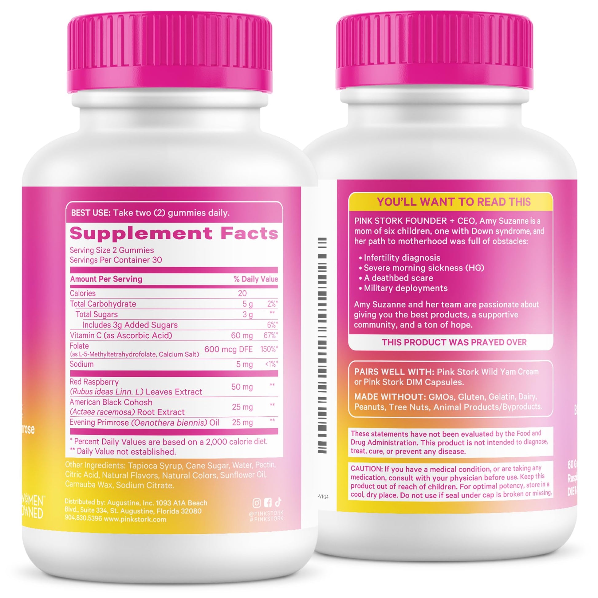 Pink Stork Hormone Balance Gummies for Women – PMS, Menopause & Estrogen Support – Mood, Bloating, Hot Flashes & Energy – Red Raspberry Leaf, Black Cohosh, Primrose – 60 Vegan Gummies Pink StorkAu supplements