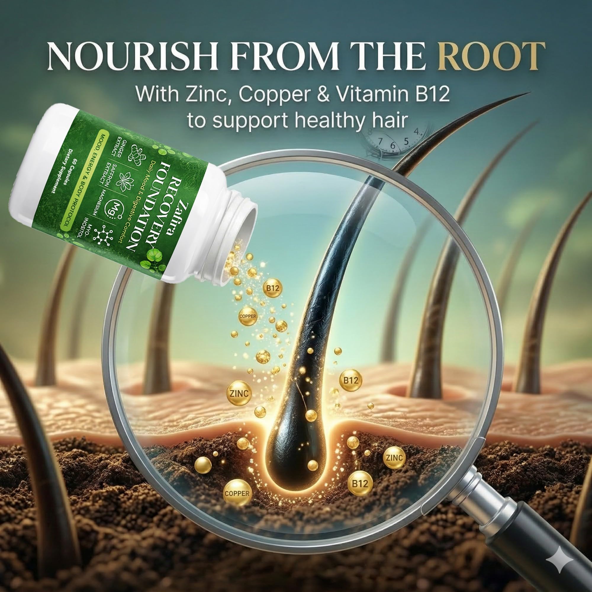 DYDUON Zafira Recovery Foundation Capsules – Mental Clarity, Hair & Mood Support, Natural Herbal Formula with Saffron Extract, Ginger Extract, L-Theanine, Myo-Inositol, Non-GMO, 60 Capsules DYDUONAu supplements