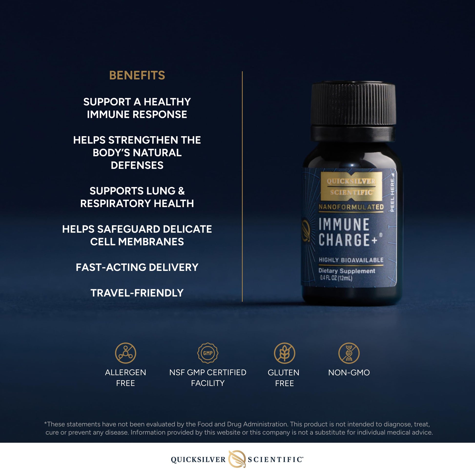 Quicksilver Scientific Immune Charge+ - Portable Wellness with Elderberry, Vitamin C, E, K1, K2, 10,000 IU Vitamin D for Optimal Immune System Support (12 Single Serving Shots) Quicksilver ScientificUS supplements