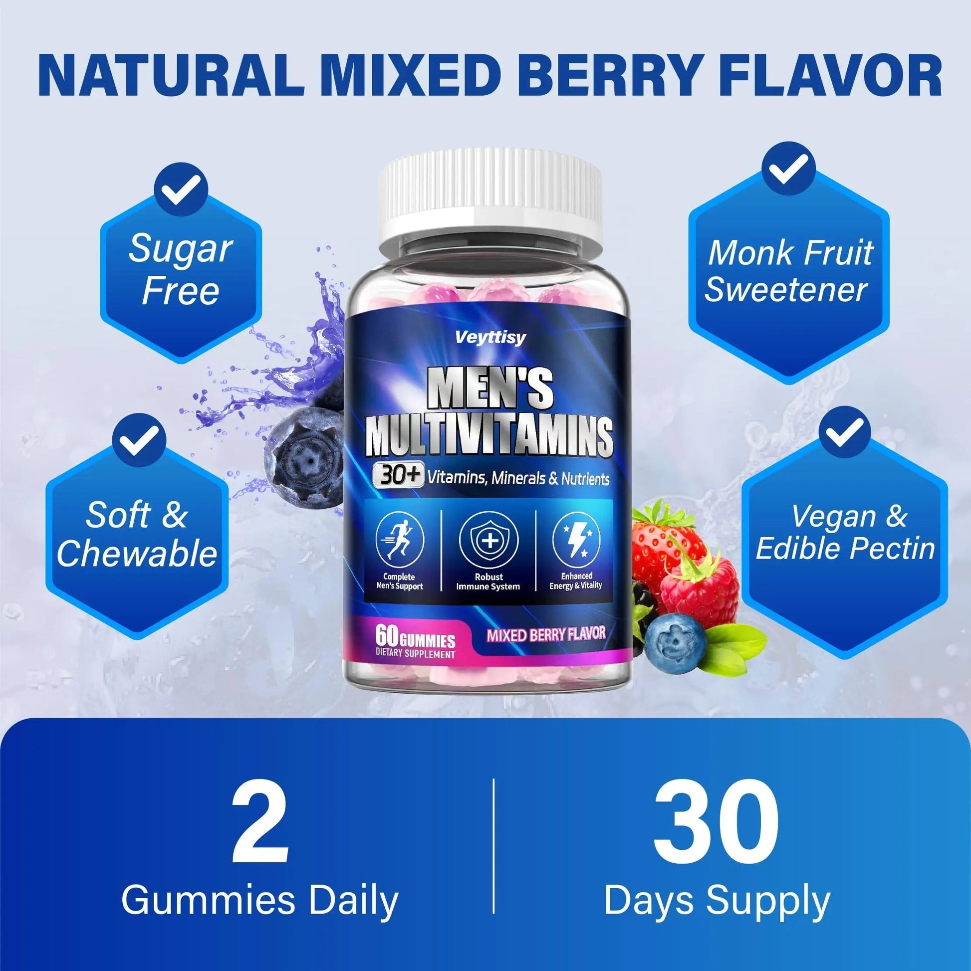 Methylated Multivitamin Gummies for Men - Mens Multivitanins Gummy with Vitamins A C D K E, Methylated Folate, B Complex VeyttisyAu supplements