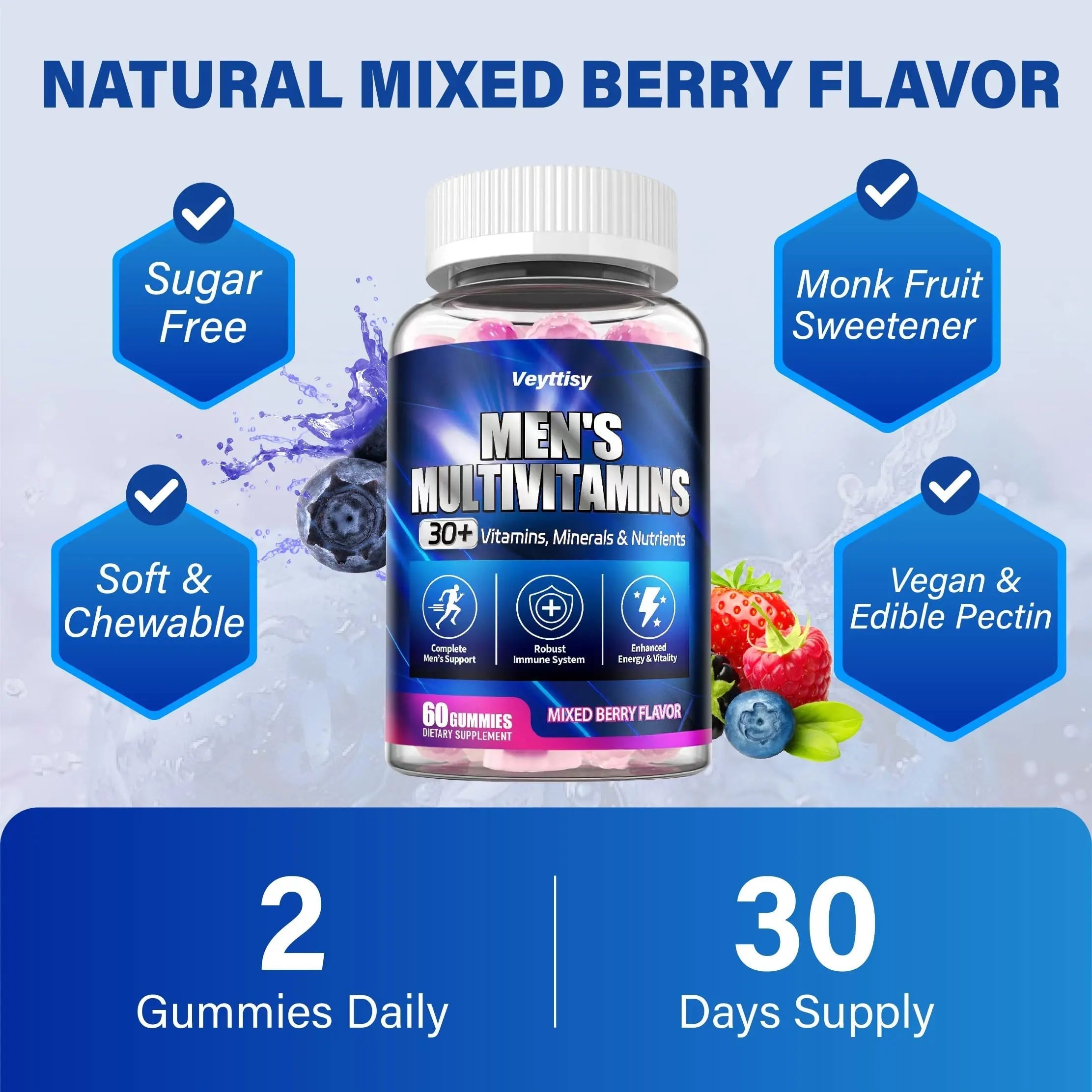 Methylated Multivitamin Gummies for Men - Mens Multivitanins Gummy with Vitamins A C D K E, Methylated Folate, B Complex VeyttisyAu supplements
