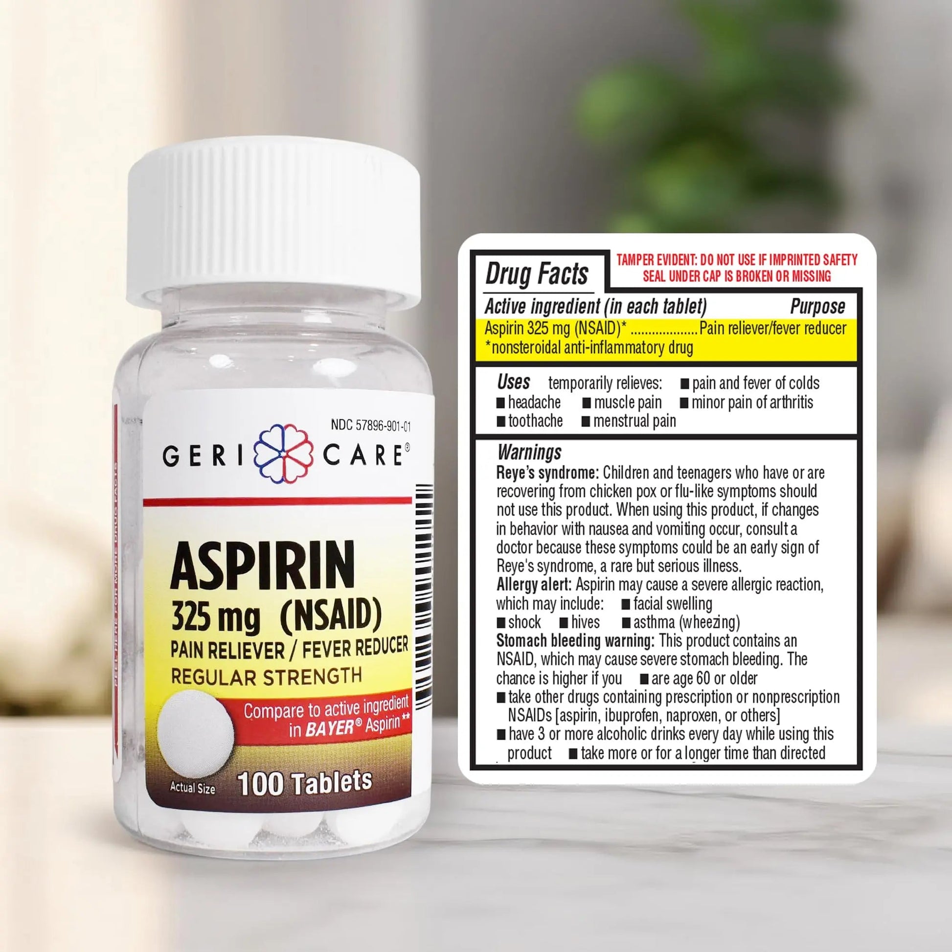GeriCare Bottled Aspirin 325mg 100 Count Bottle (Pack of 1) GeriCareAu supplements