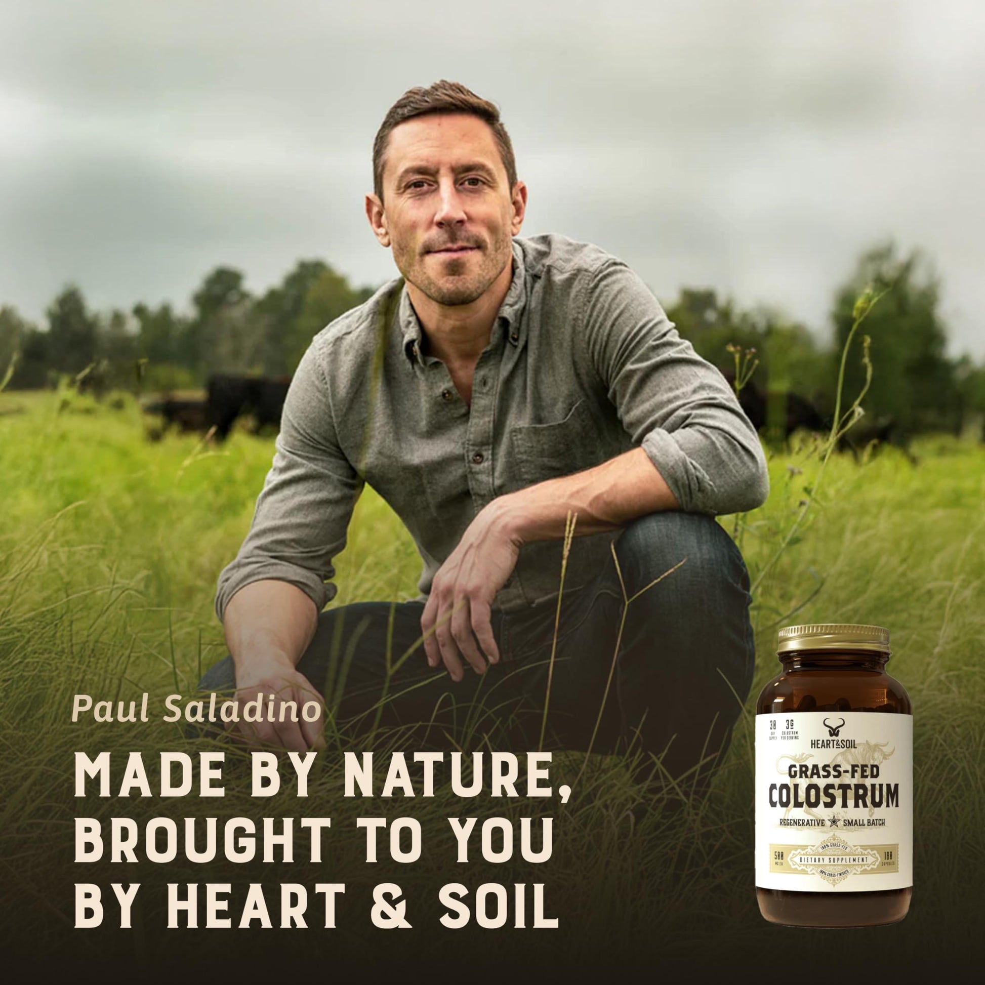 HEART & SOIL 100% Grass Fed & Finished Colostrum Supplement from Regenerative Cattle for Gut, Muscle & Immune Health – 3000mg Bovine Colostrum Capsules - Gut Health for Men & Women –180 Capsules HEART & SOILAu supplements