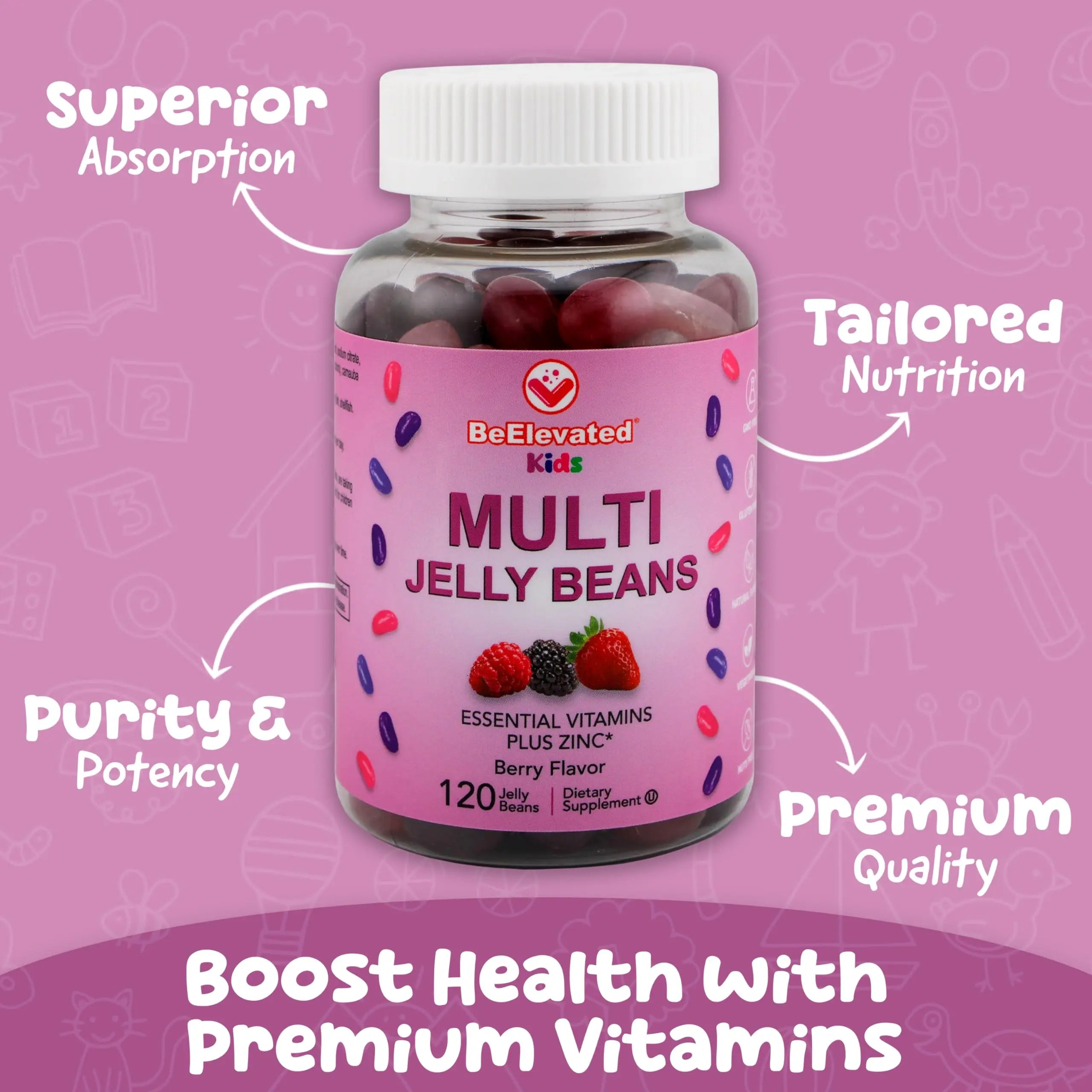 BeElevated Kids Multivitamin Gummies – Tasty Berry-Flavored Zinc Gummies for Children & Adults – Vegetarian, Gluten-Free BeElevatedAu supplements