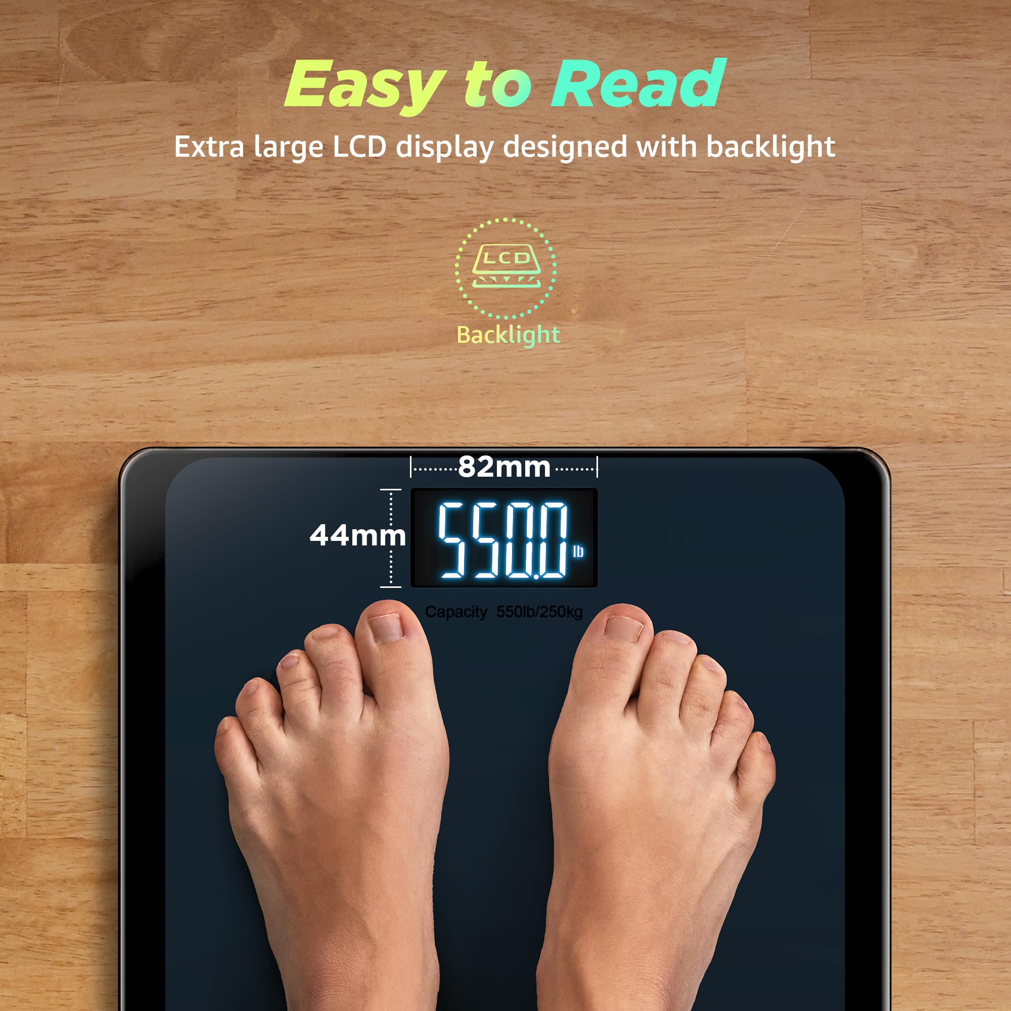 RunSTAR 550lb Bathroom Digital Scale for Body Weight with Ultra-Wide Platform and Large runstarAu supplements