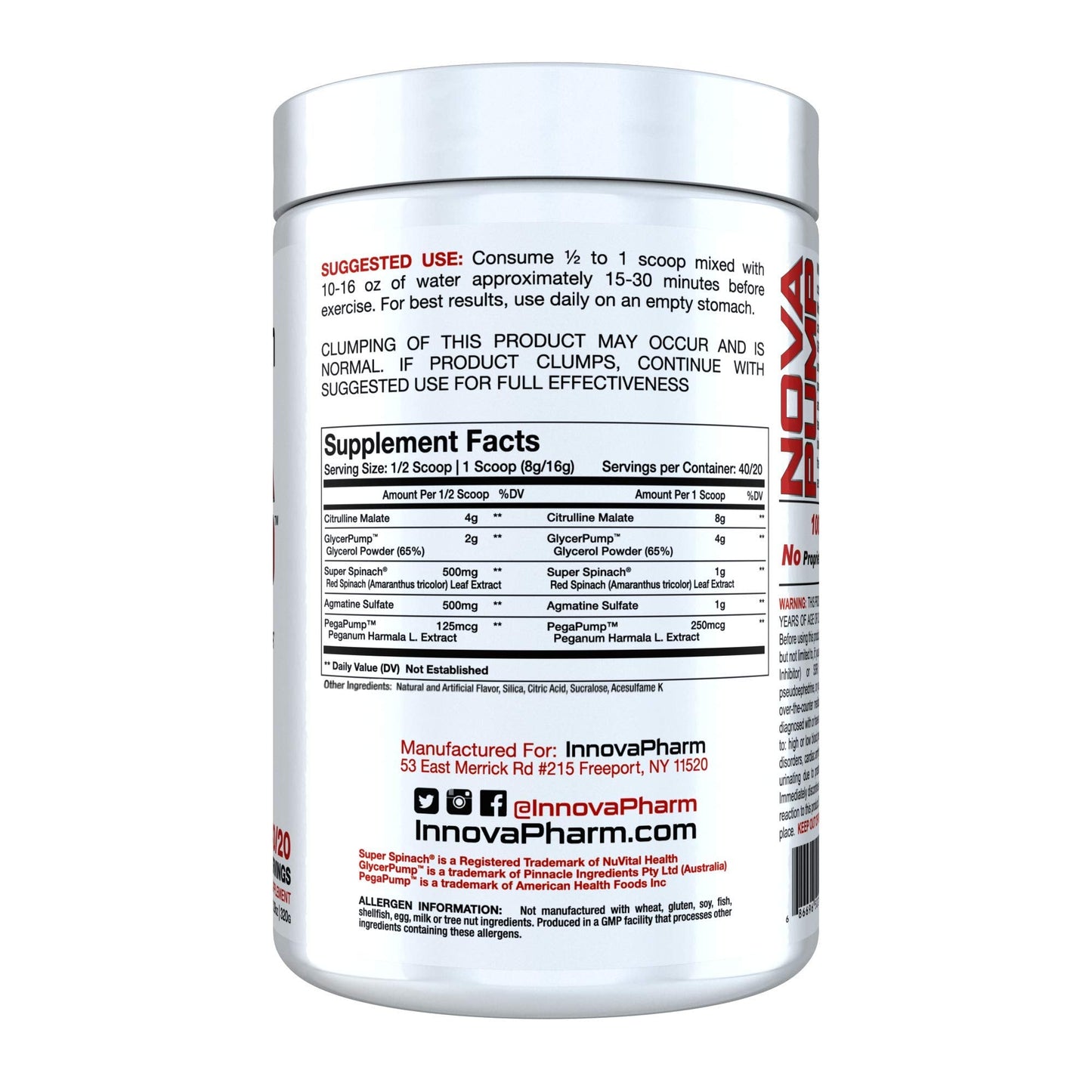 NOVAPUMP (Blueberry Lemonade) 11.29 ounces InnovaPharmUS supplements