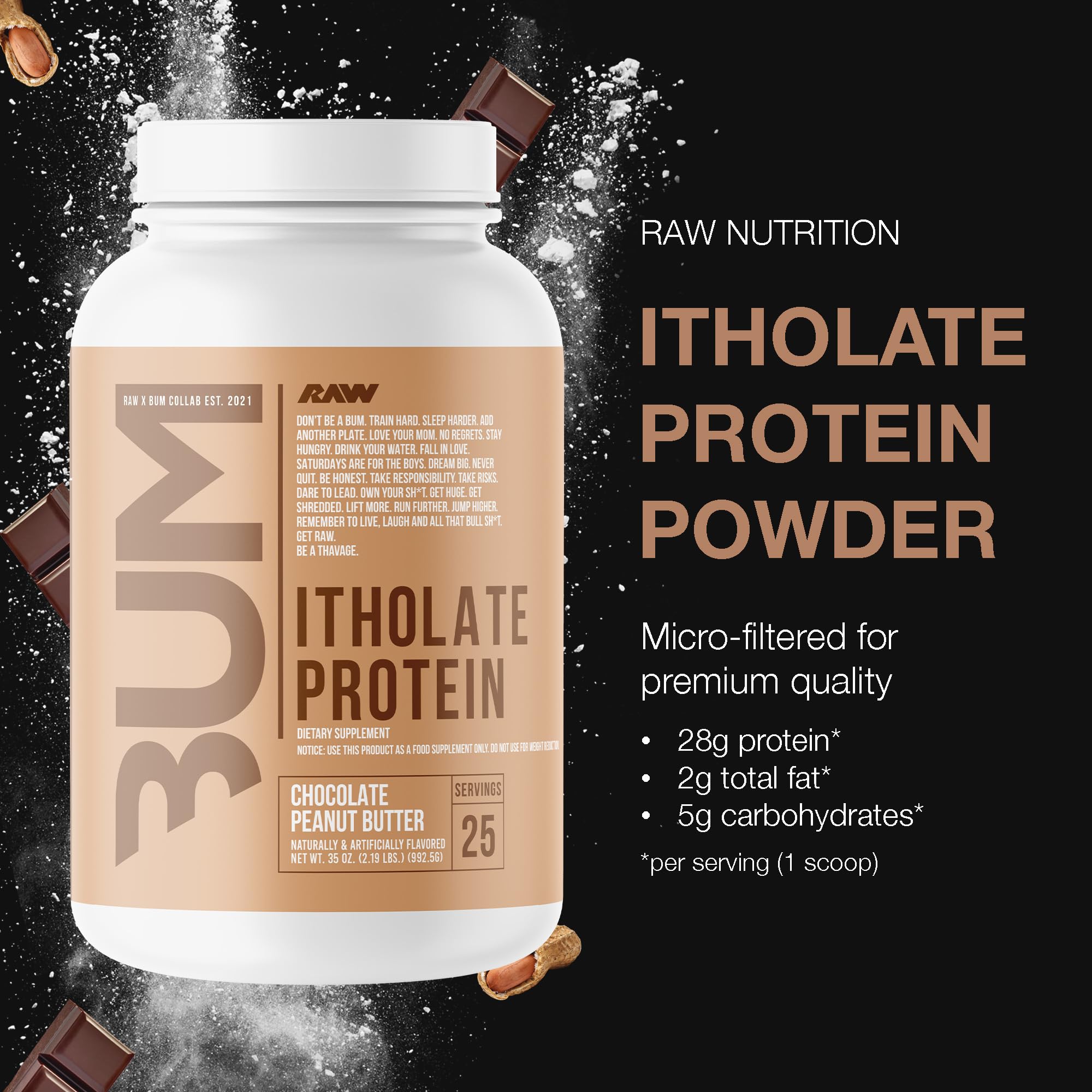 RAW Whey Isolate Protein Powder, Chocolate Peanut Butter (CBUM Itholate) - 100% Grass RAWUS supplements