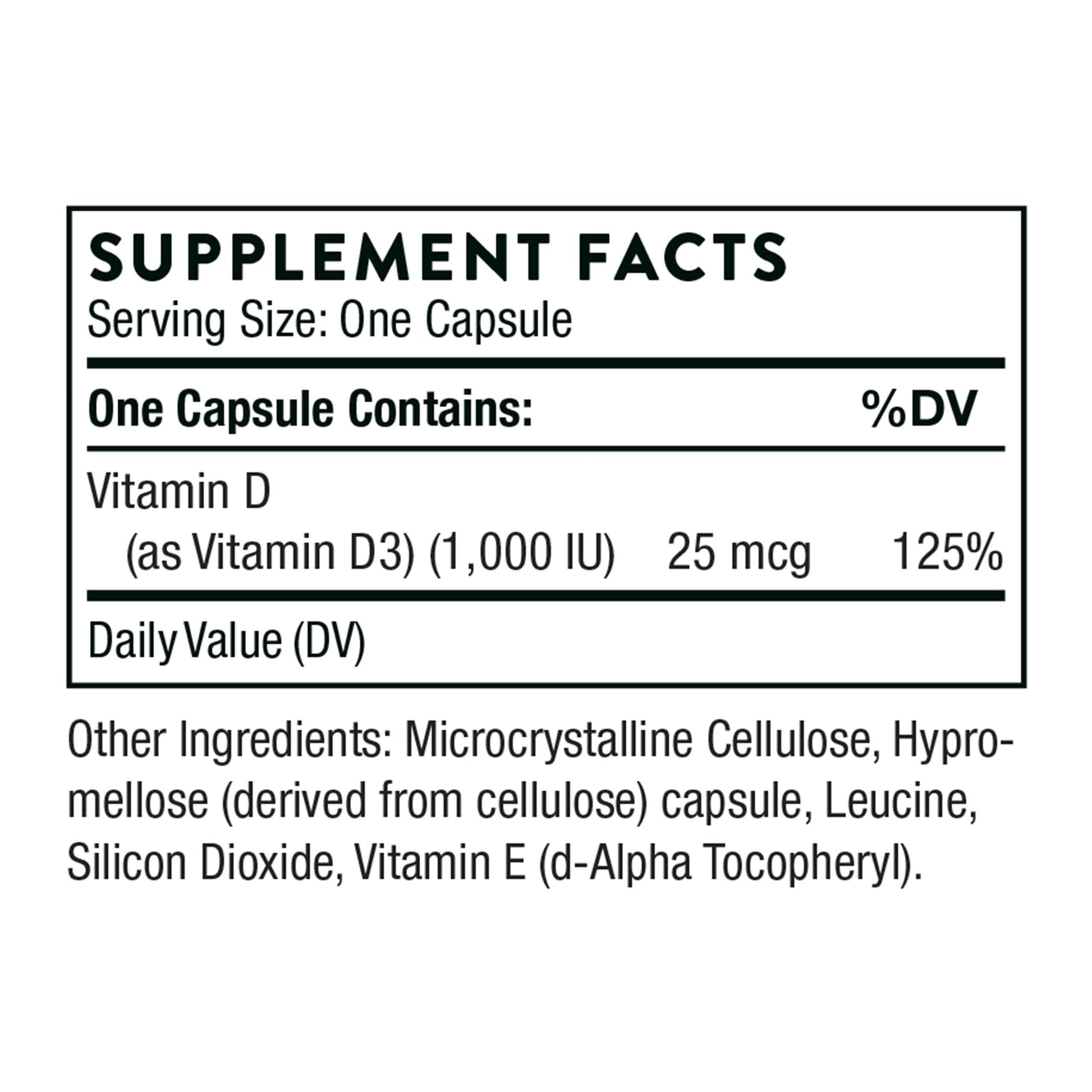 THORNE Vitamin D-1000 - Vitamin D3 Supplement - 1,000 IU - Support Healthy Bones THORNEUS supplements