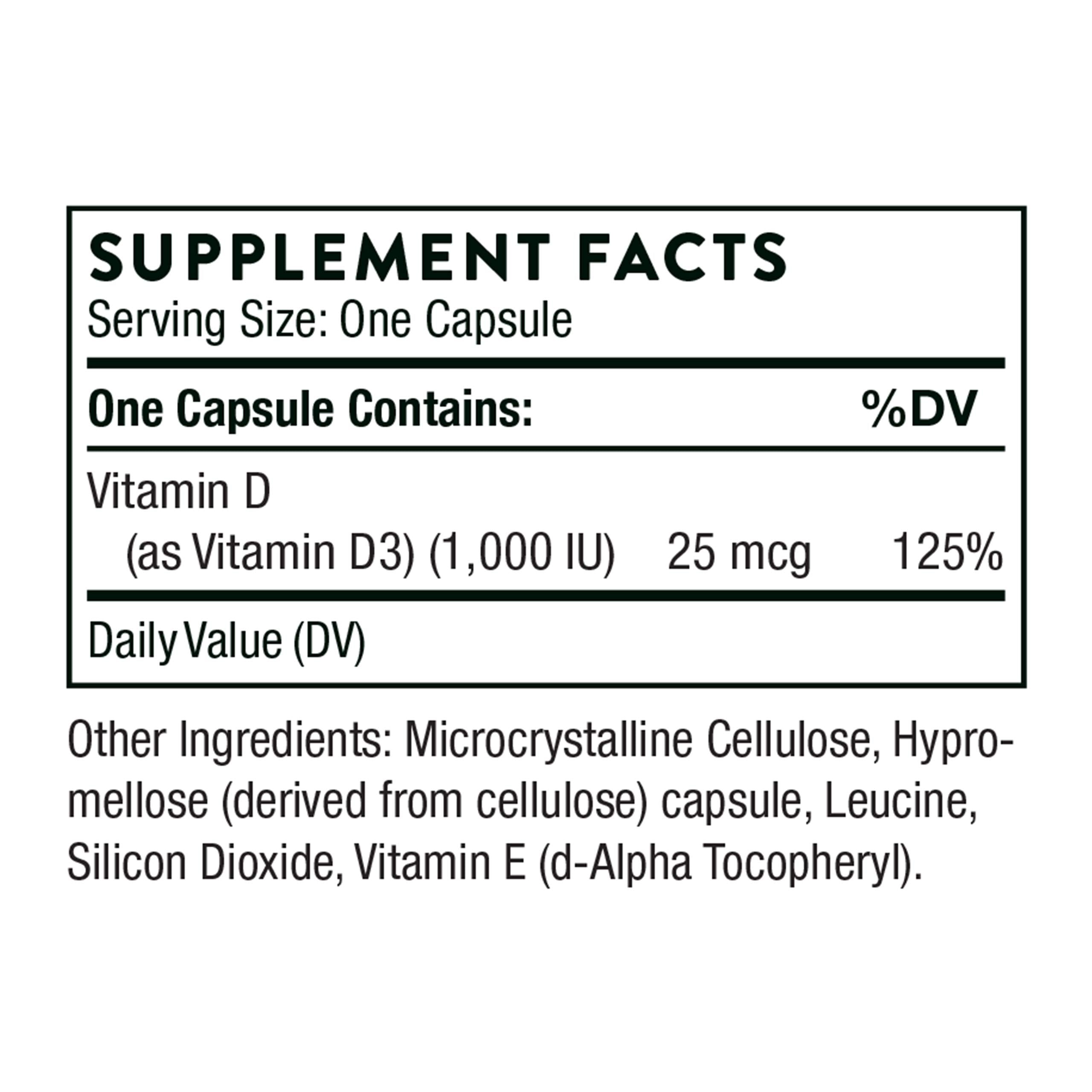THORNE Vitamin D-1000 - Vitamin D3 Supplement - 1,000 IU - Support Healthy Bones THORNEUS supplements