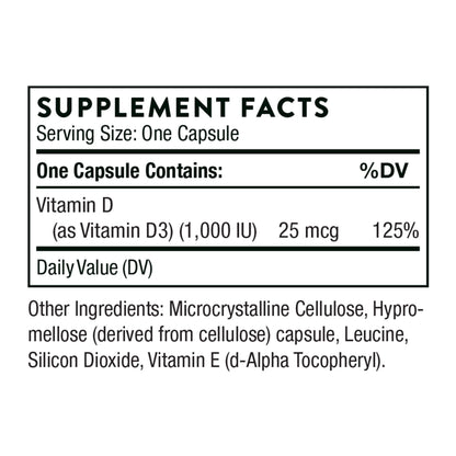 THORNE Vitamin D-1000 - Vitamin D3 Supplement - 1,000 IU - Support Healthy Bones THORNEUS supplements