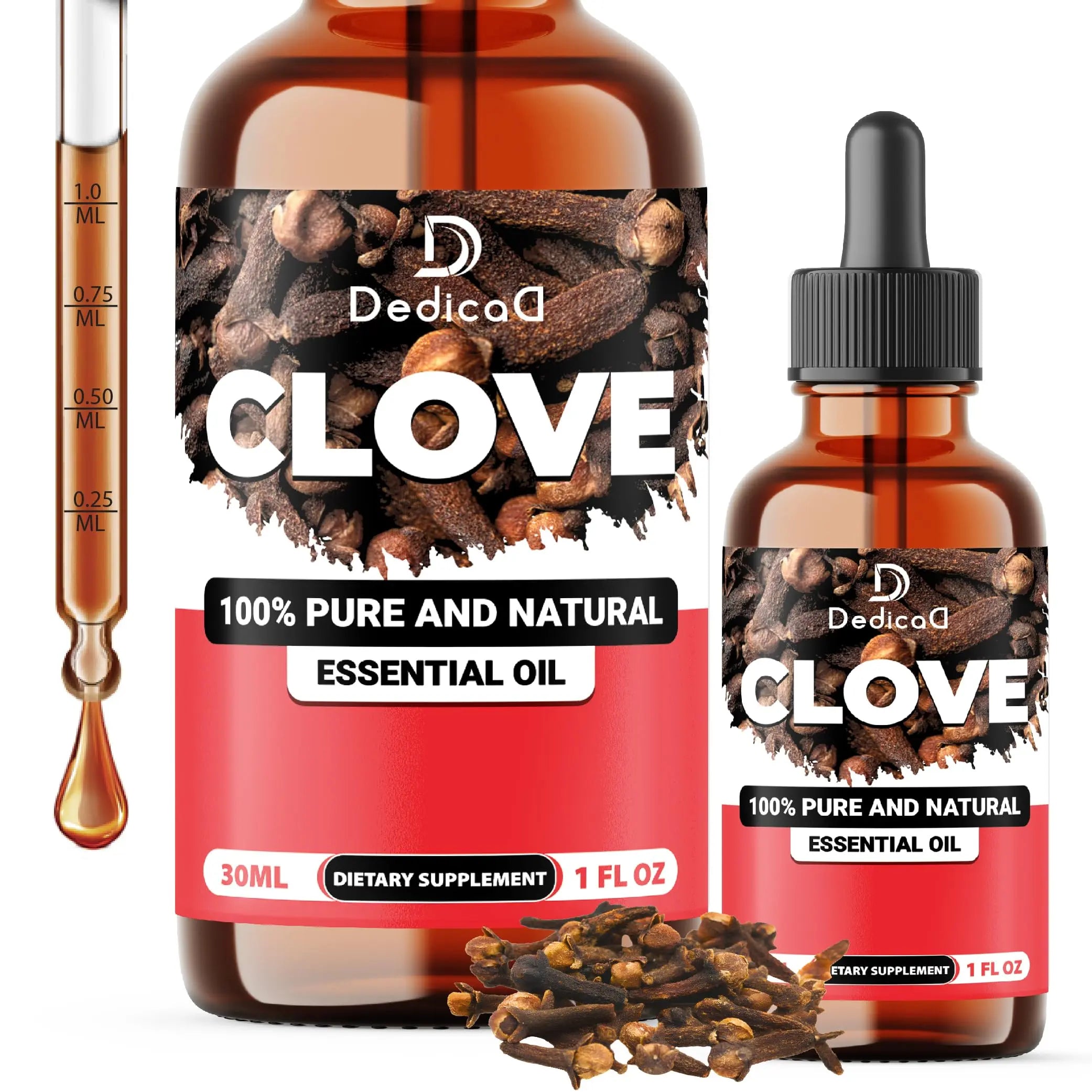 DEDICAD - 1 FL Oz - 30ml - Clove Essential Oil Supplement – for Toothache, Oral Care, Skin & Hair – Clove Oil Organic DEDICADAu supplements