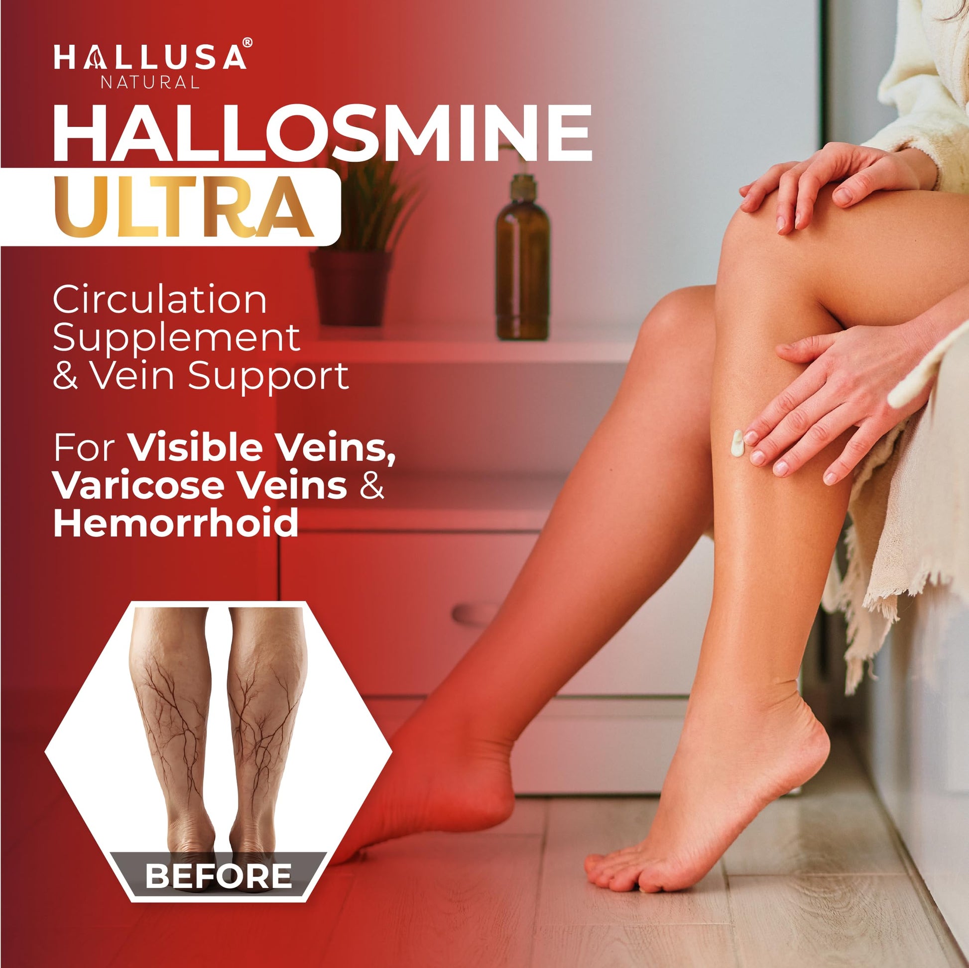 Hallusa Natural Hallosmine Ultra Diosmin 500mg & Hesperidin 150mg – Heavy Legs, Swelling & Vein - Blood Circulation Supplements, 60 Caps Hallusa NaturalAu supplements