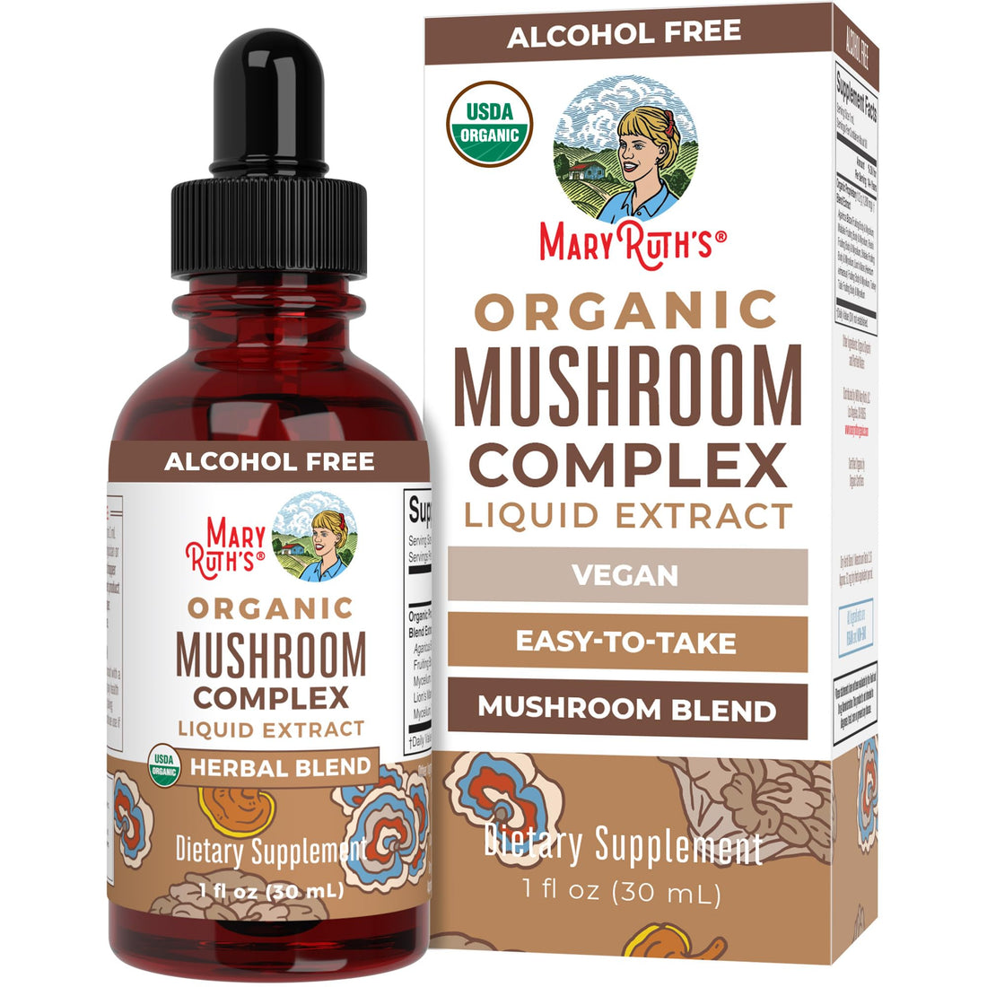 MaryRuth's Mushroom Complex | Lion's Mane | Turkey Tail | Reishi Mushroom | Shiitake Mushrooms | Alcohol Free | Mushroom Blend | Organic | Non-GMO | Vegan | 30 Servings MARYRUTH'SUS supplements