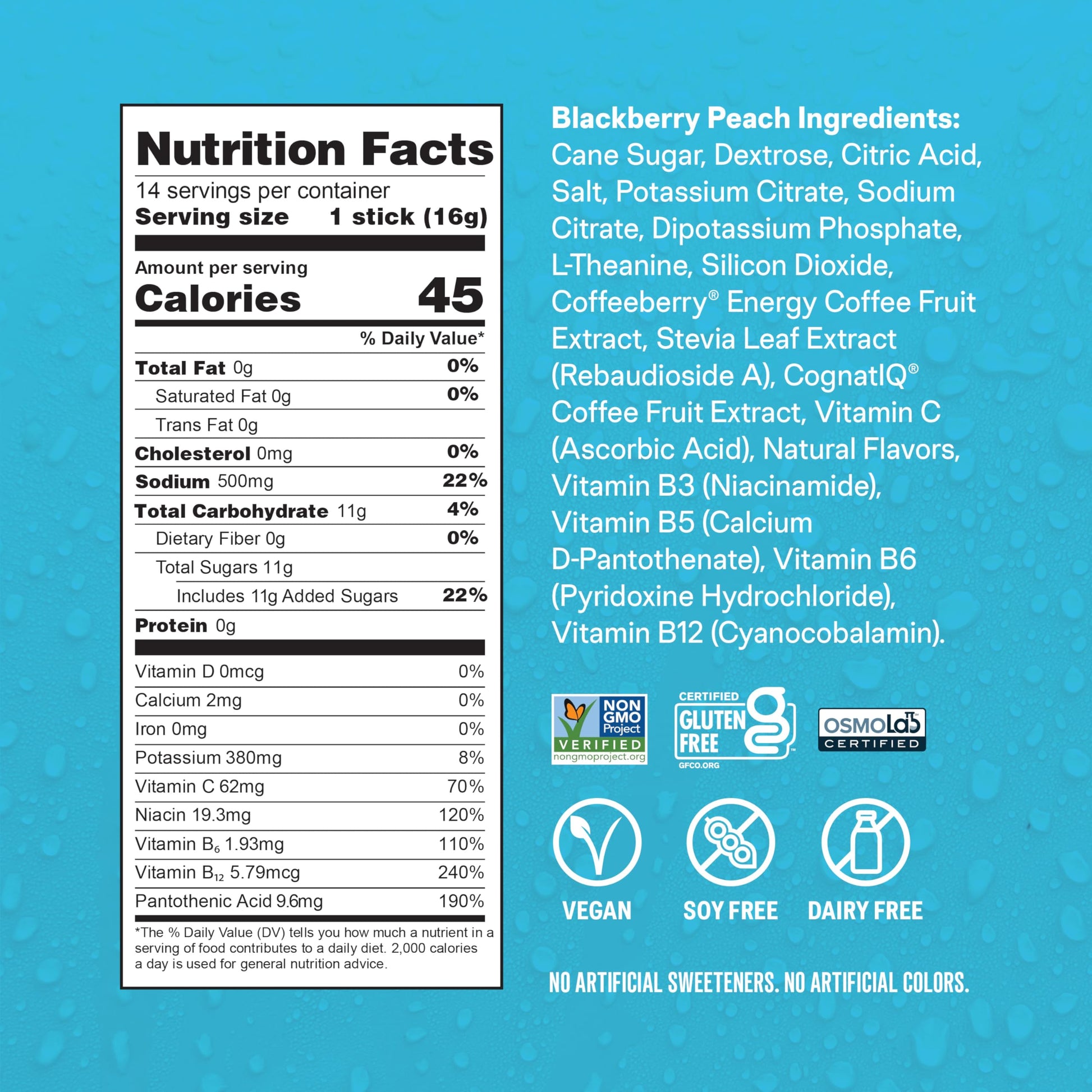 Liquid I.V.® Hydration Multiplier +Energy | Blackberry-Peach | Electrolyte Powder Drink Mix | 1 Pack (14 Servings) Liquid I.V.US supplements