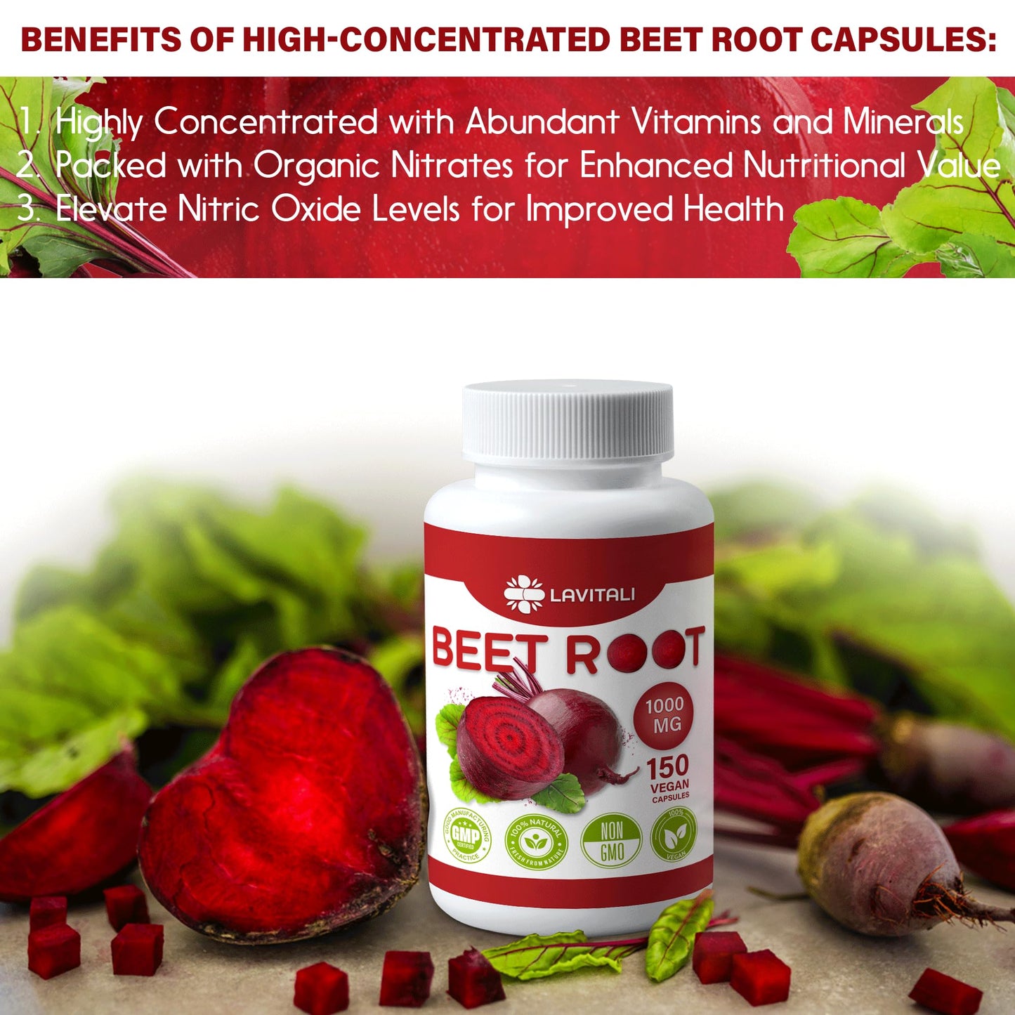 LaVitali 275 Beet Root Extract Capsules, 1000mg per Serving, High Concentrated Herbal LaVitaliUS supplements