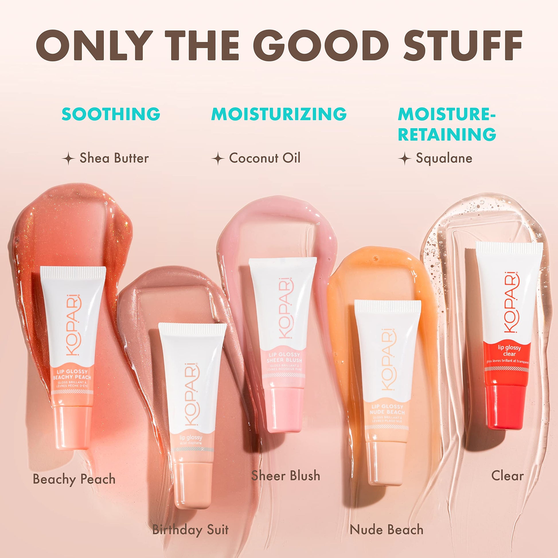 Kopari Coconut Lip Glossy | Nude Tint Birthday Suit | Vegan Hydrating Moisturizing Lip Oil Vitamin E Shea Butter Long Wear High Shine Non Sticky | Clean Plant Based Non Toxic Balm Paraben Free KopariAu supplements