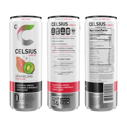 CELSIUS Sparkling Kiwi Guava, Functional Essential Energy Drink 12 Fl Oz (Pack of 12) CELSIUSUS supplements