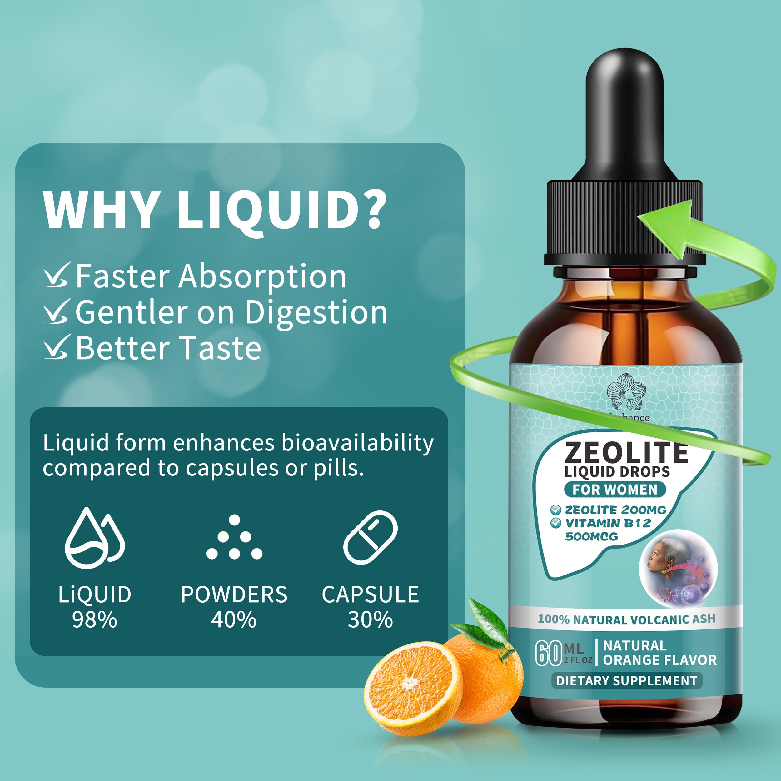 Zeolite Drops for Women,Adults and Kids- Clinoptilolite Zeolite Liquid Drops with Vitamin B12 & D3 - Heavy Metal Support, Immune Health, Natural Metabolism, Energy & Clear Skin - 30 Day Vegan Supply HerbanceAu supplements