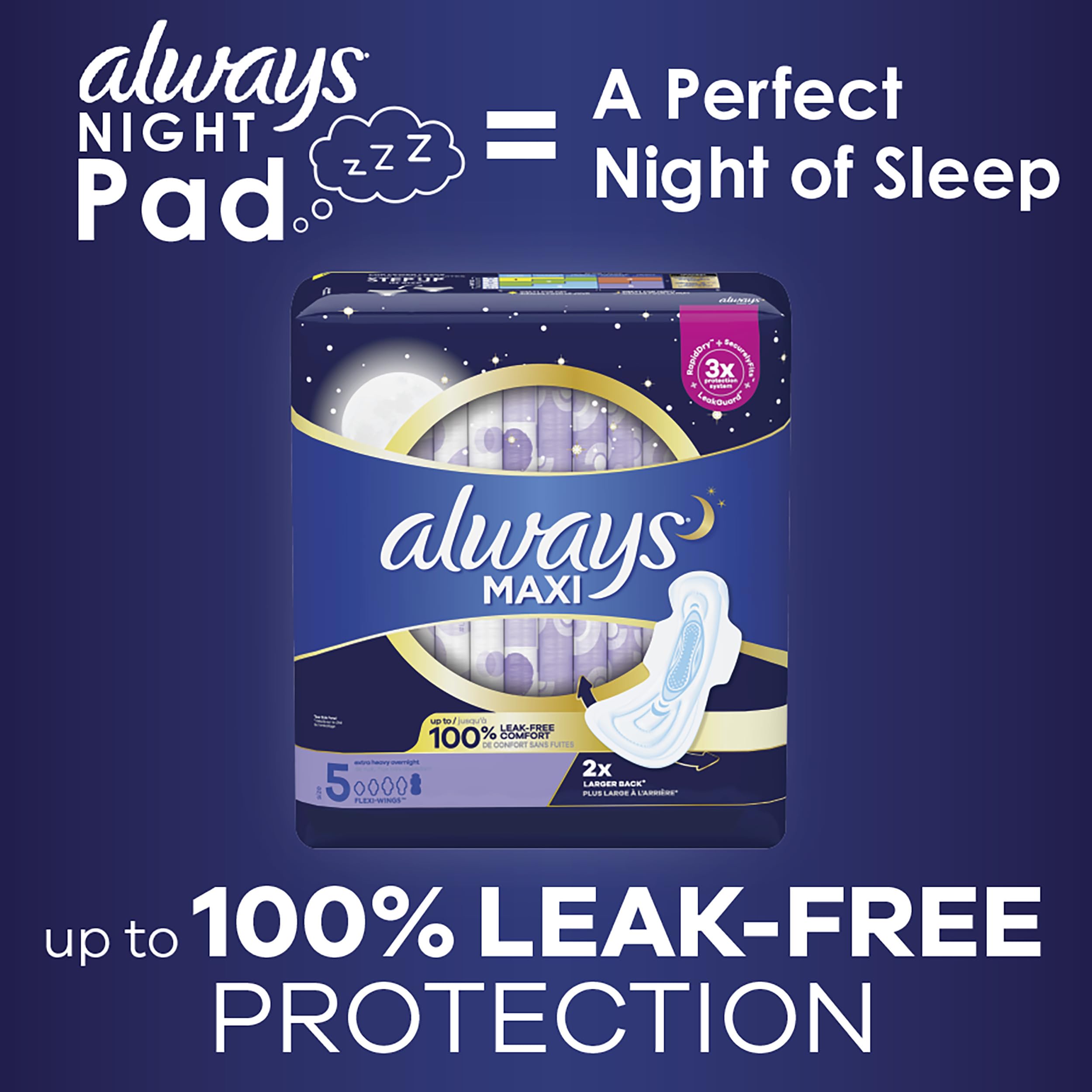 Always Maxi Overnight Pads with Wings, Size 5, Extra Heavy Overnight AlwaysAu supplements