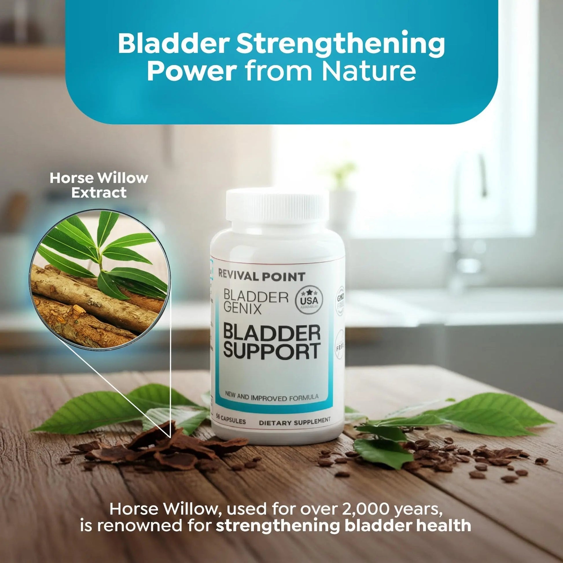 Bladdergenix Bladder Control Supplement for Women and Men – Natural Urinary Urgency & Frequency Support – Crataeva Nurvala & Lindera Aggregata Herbal Blend for Bladder Health – 56 Capsules Revival PointAu supplements