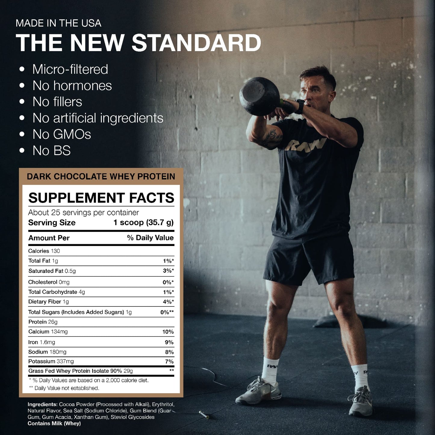 RAW Whey Isolate Protein Powder, Dark Chocolate - 100% Grass-Fed Sports Nutrition RAWUS supplements