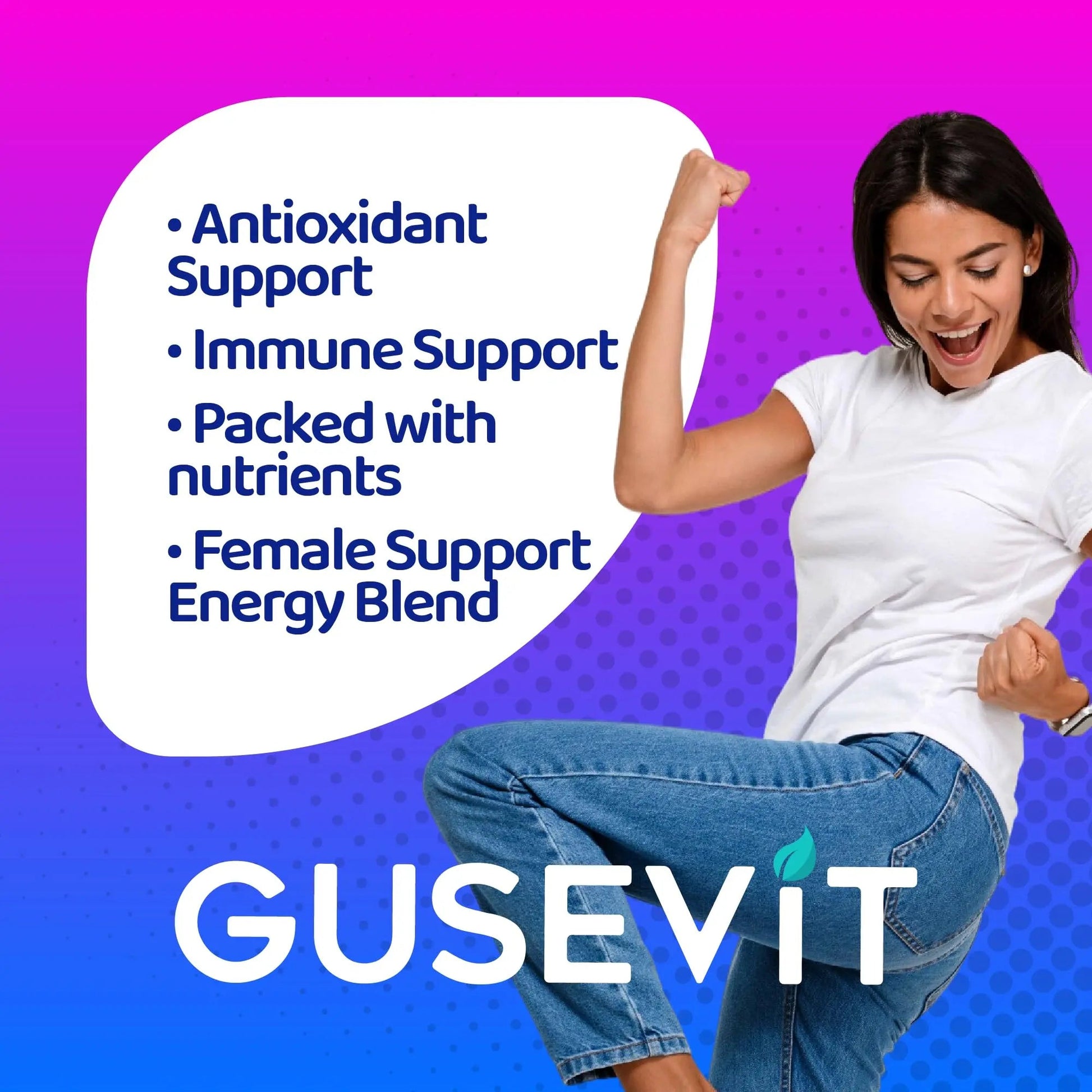 Gusevit 37-in-1 Women's Multivitamin for Immune & Stress Support, Energy Booster, Bone & Skin Health & Hair Growth | GusevitAu supplements