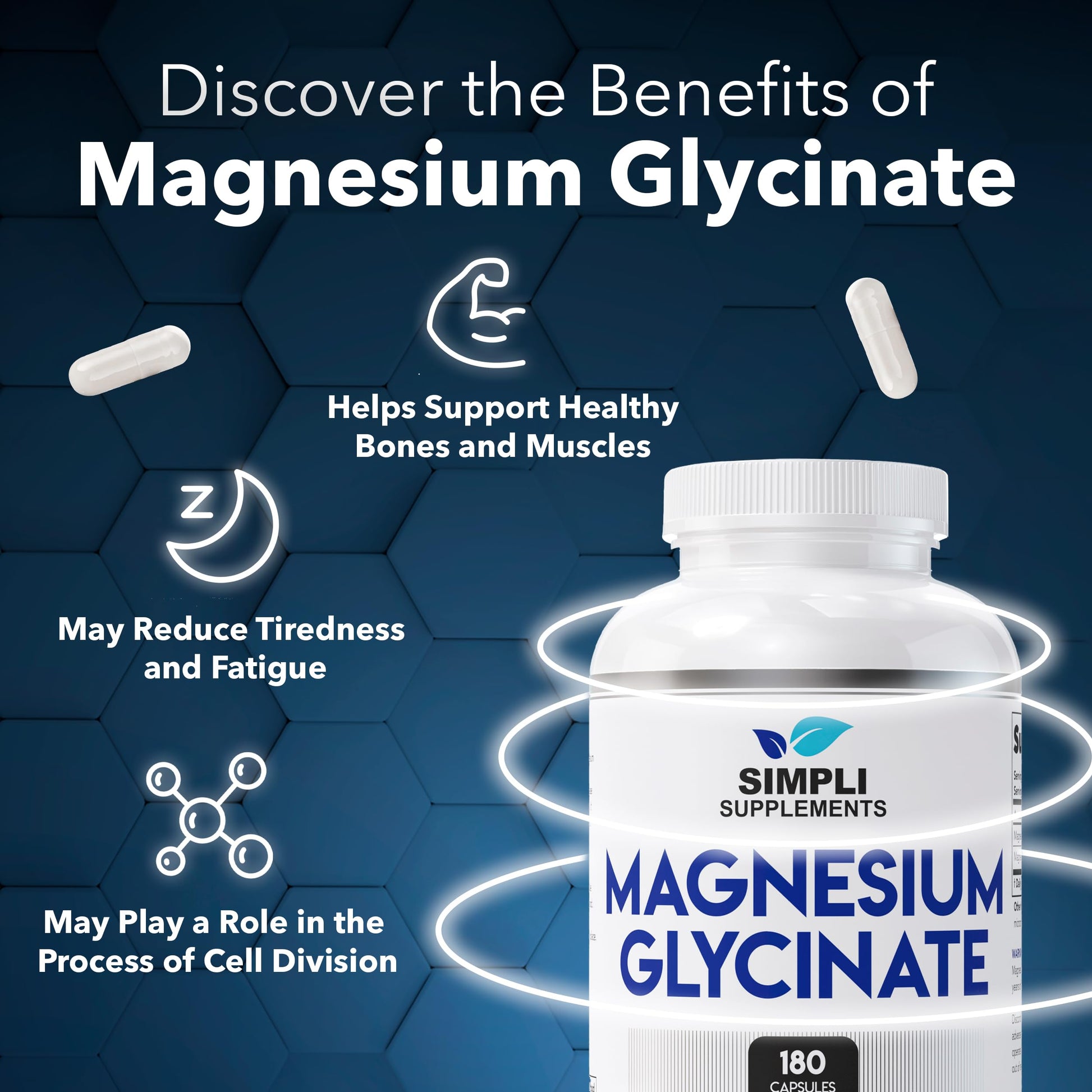 Magnesium Glycinate 400mg per Serving – High Absorption – Gentle on Stomach – Supports Sleep, Relaxation, Muscle, Bone & Immune Health – Non-GMO, Vegan, 180 Capsules Simpli SupplementsAu supplements