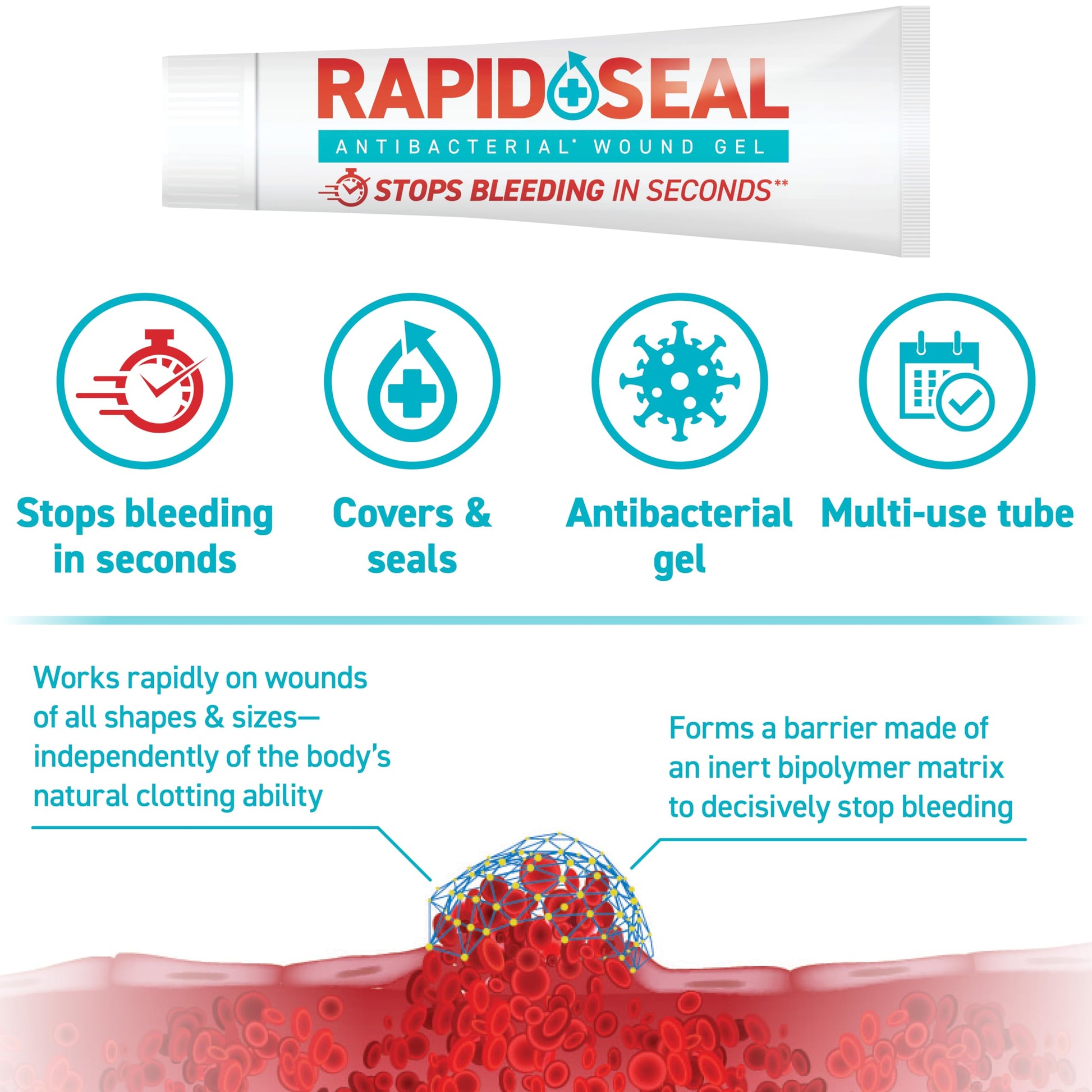 Rapid-Seal Wound Gel (1 Count) | Stops Bleeding in Seconds, Ideal for Cuts Rapid-SealAu supplements