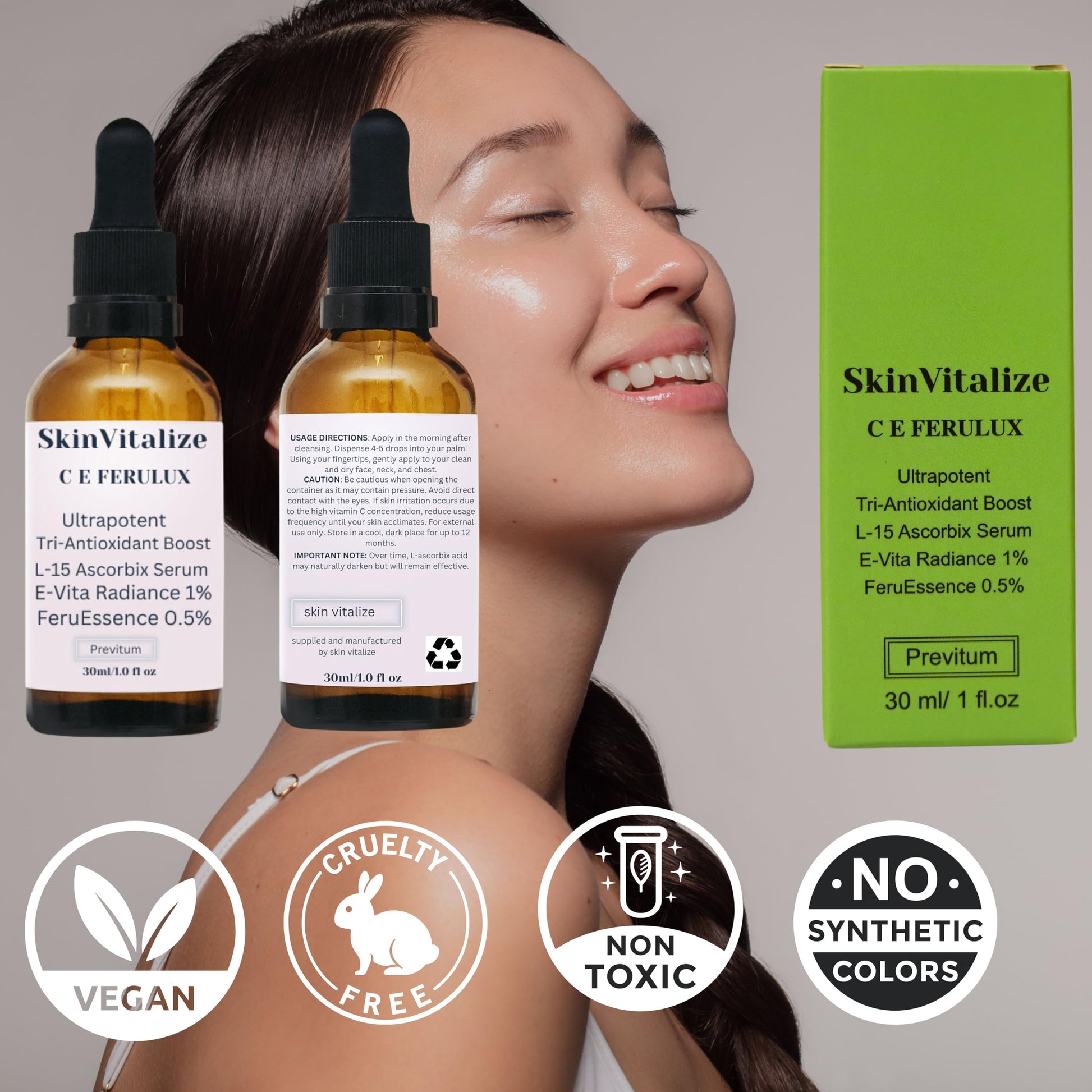SkinVitalize C E ferulux Vitamin C Serum - 30ml: Advanced Formula for Fighting with Wrinkles Msupps.comAu supplements