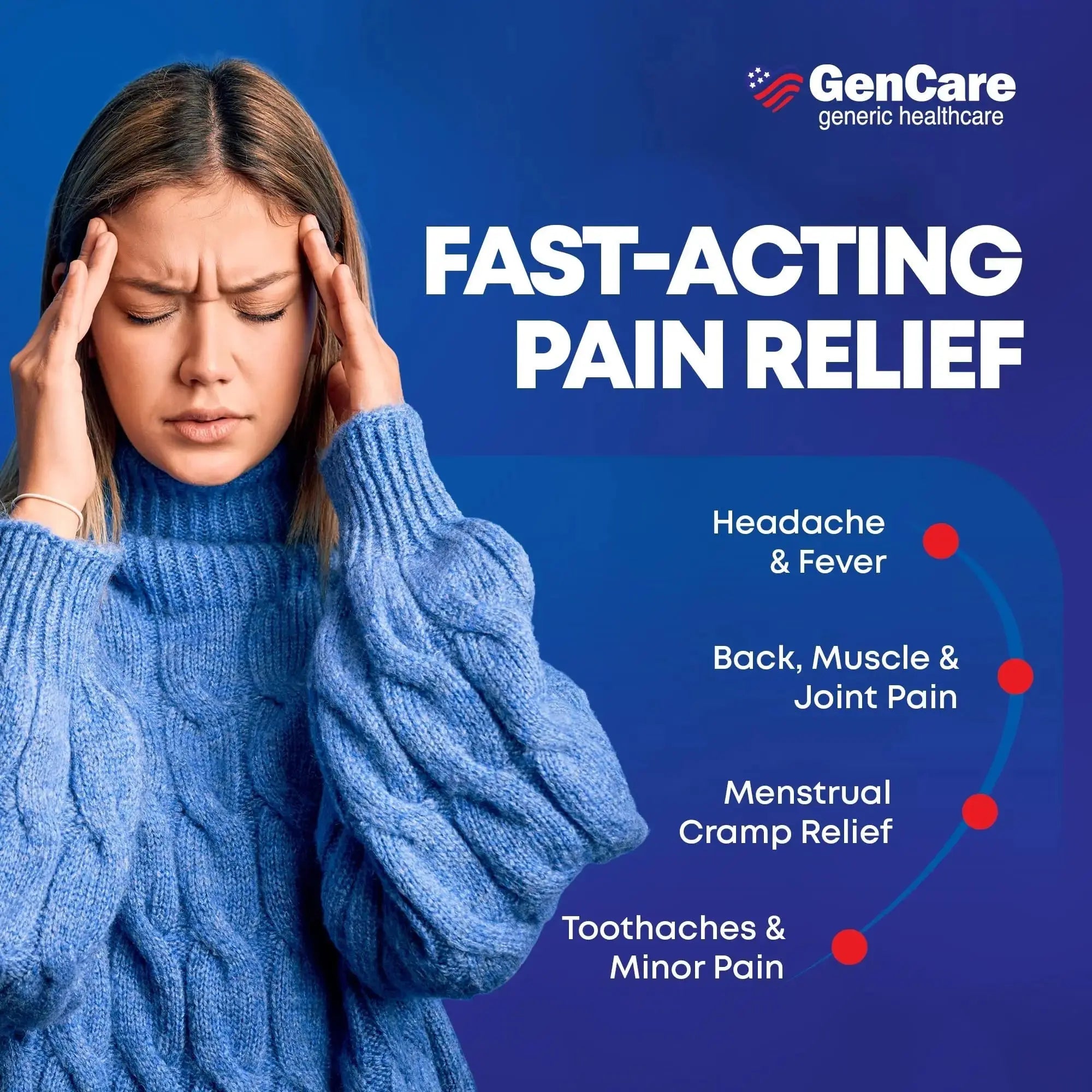 GenCare - Acetaminophen 500mg Extra Strength Pain Relief (300 Caplets) - Multi Symptom Pain Reliever for Headache, Sinus, Arthritis, Back Pain Muscle Ache, Toothache, Fever Reducer, Migraine GenCareAu supplements