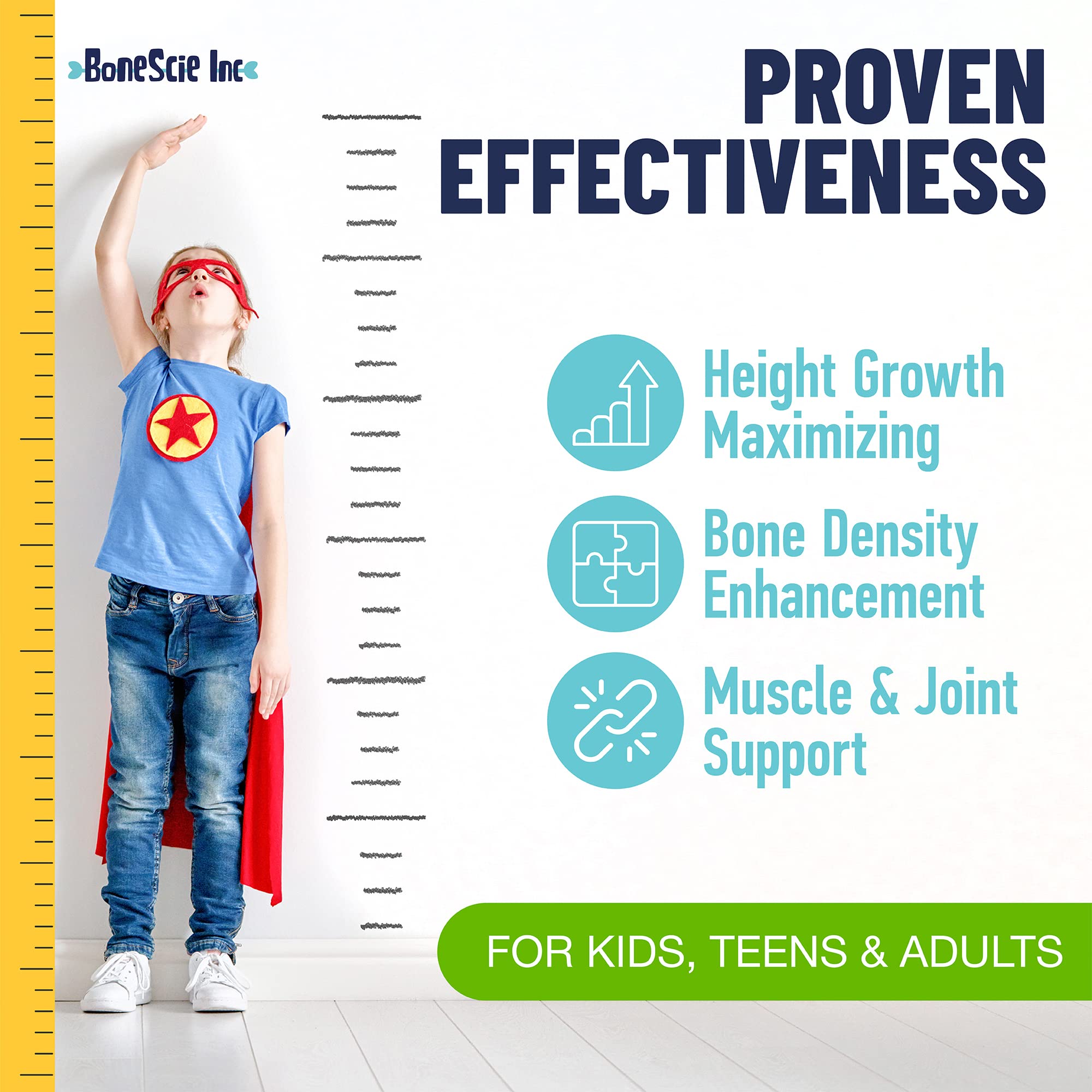 Height Growth Maximizer - Made in USA - Natural Height Increase Booster & Bone Growth Pills - Grow Taller Supplement for Adults, Teens & Kids - Vitamins for Boys & Girls to Get Taller - 120 capsules BONESCIE INCAu supplements