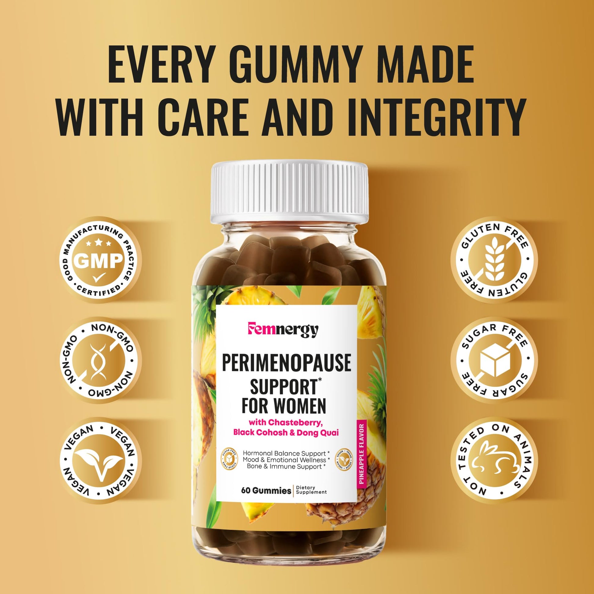 Femnergy Perimenopause Support Gummies for Women - Menopause Relief Estrogen & Hormone Balance Supplement with Black Cohosh Chasteberry Vitamins D3 B6 for Hot Flashes Night Sweats & Mood Swings FemnergyAu supplements