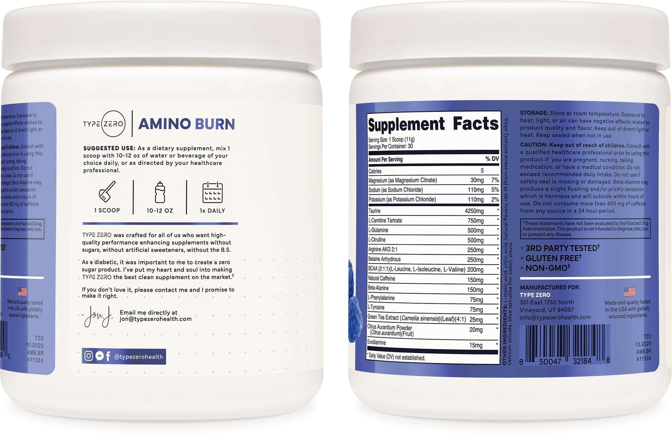 Type Zero Amino Burn - Vegan BCAA + Clean Pre Workout Powder with Arginine AKG, L-Citrulline & Beta Alanine - Amino Acid Clean Energy, Endurance & Hydration Supplement - Blue Raspberry, 30 Servings Type ZeroUS supplements