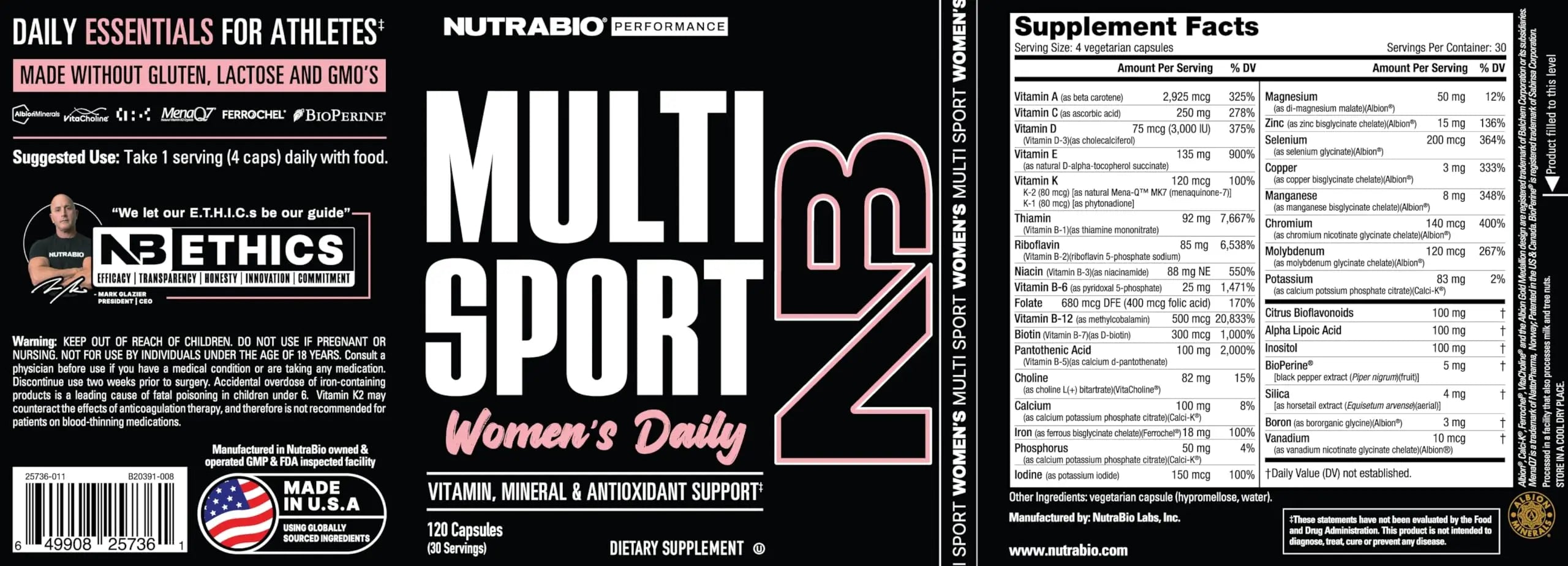 NutraBio Multisport for Women - Womens MultiVitamin - 33 Vitamins, Minerals, Micronutrients - Rich in Antioxidants NutraBioAu supplements