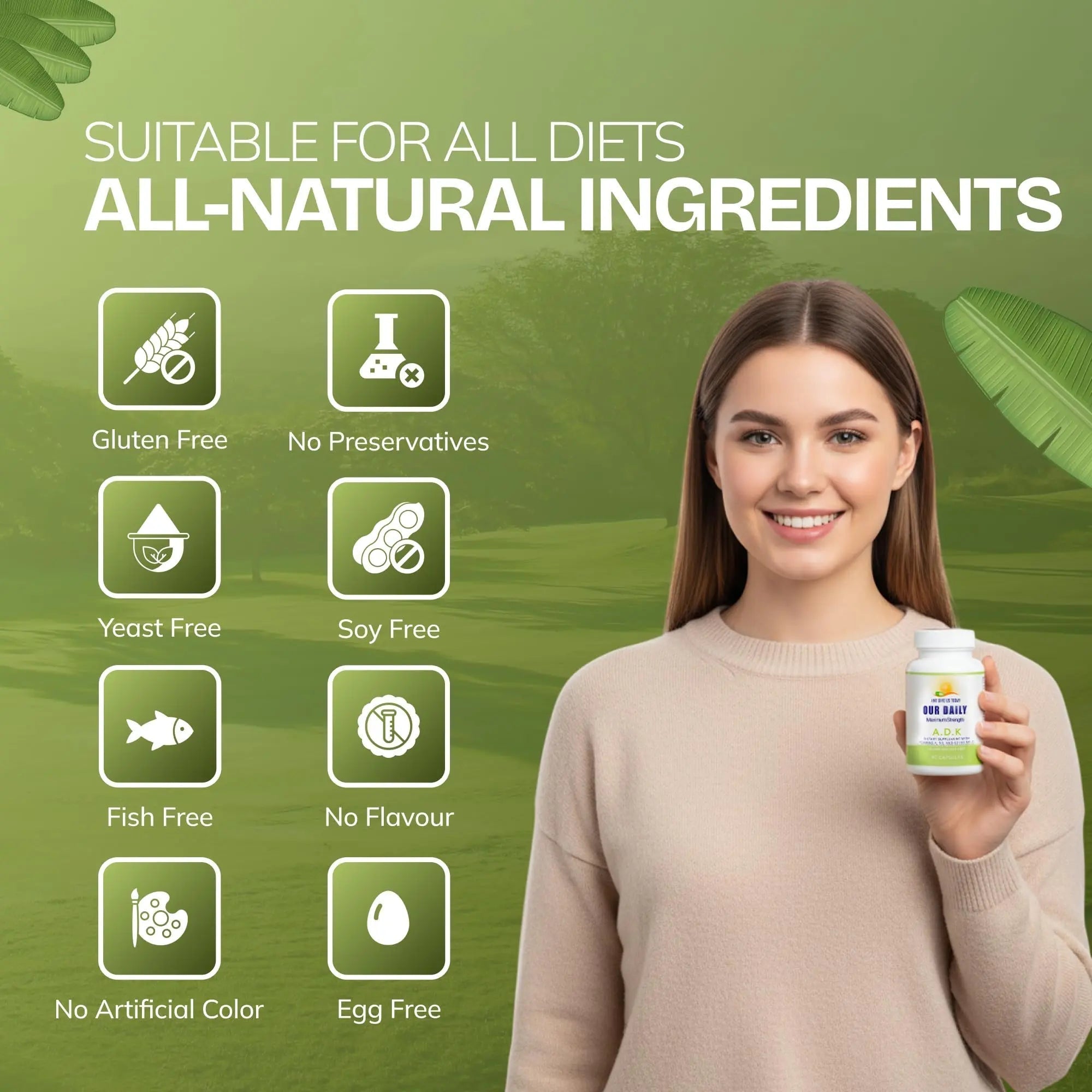 Daily Vites, ADK Vitamin Supplement 5000 IU, 90 Capsules - 3 Months Supply - High Potency Vitamin A, D3 & K2 (MK-7) - Physician Formulated ADK for Bone, Heart AND GIVE US TODAY OUR DAILYAu supplements