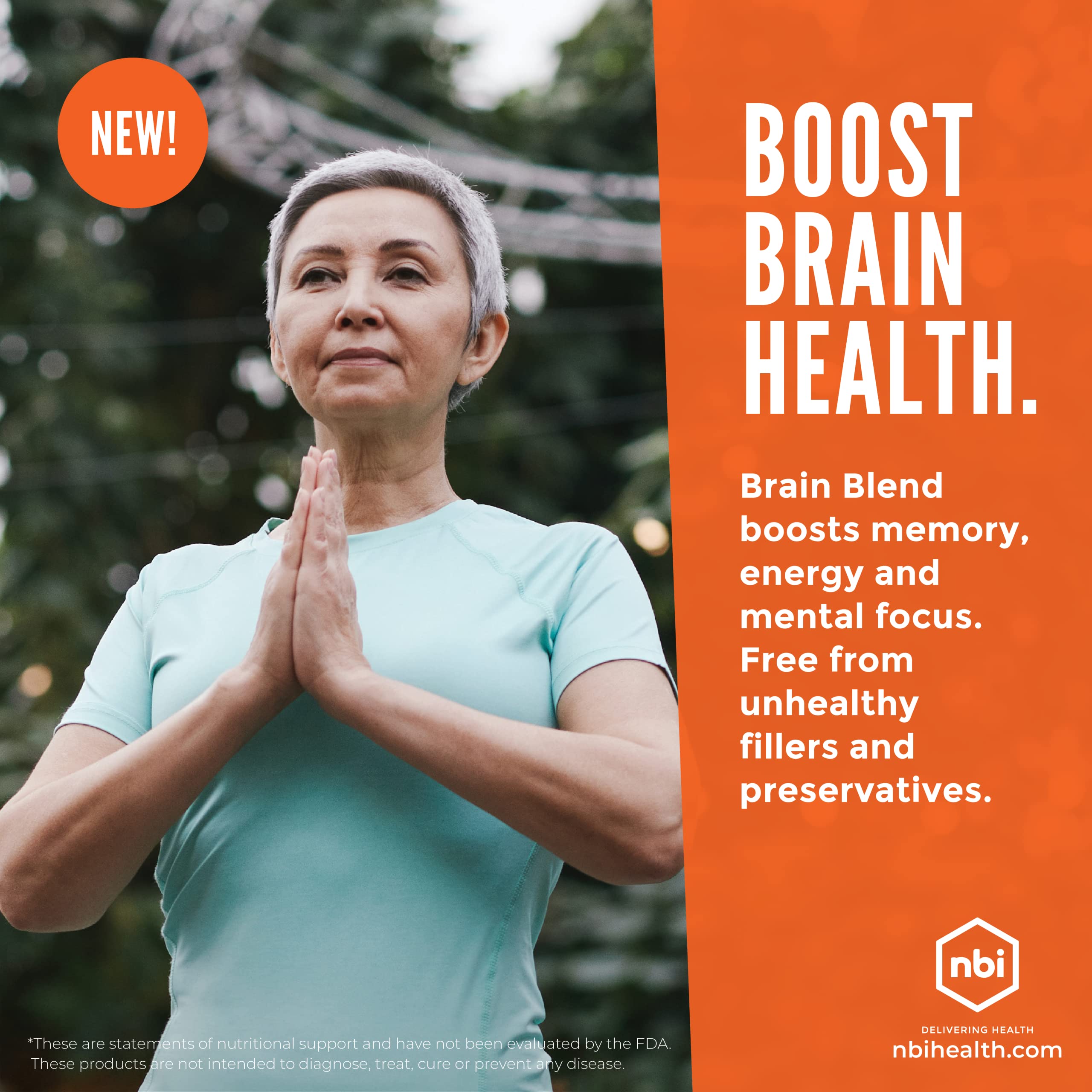 NBI Brain Blend for Memory, Focus, Concentration, Cognitive Function for Men & Women | Caffeine-Free with ALCAR, Alpha Lipoic Acid, Huperzine A, Turmeric | Nootropic | 120ct Capsules NBIAu supplements