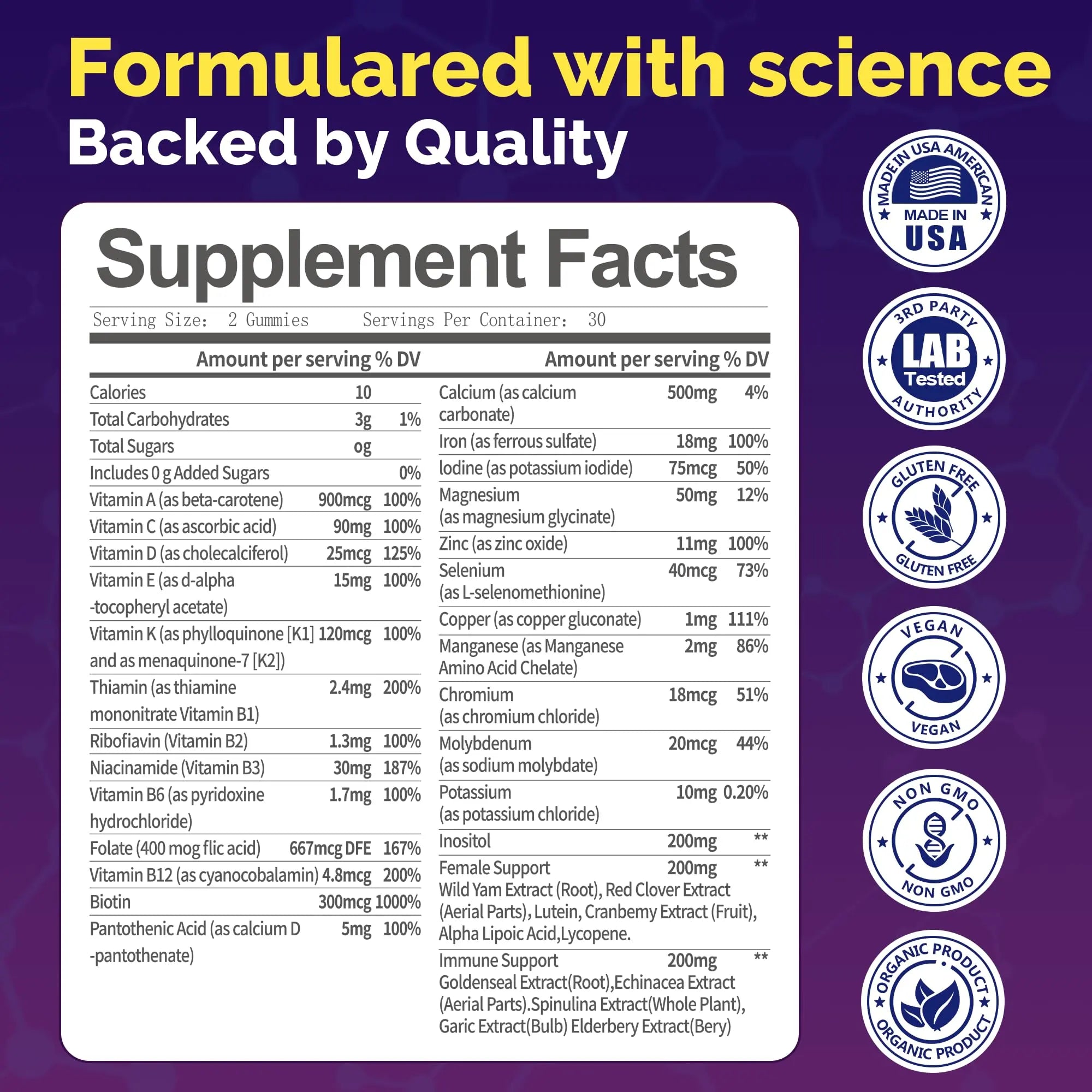 VCCVBB All-in-One Women's Multivitamin Gummies with Complete Vitamin & Mineral Complex, Herbal Blends for Energy, Overall Health VCCVBBAu supplements