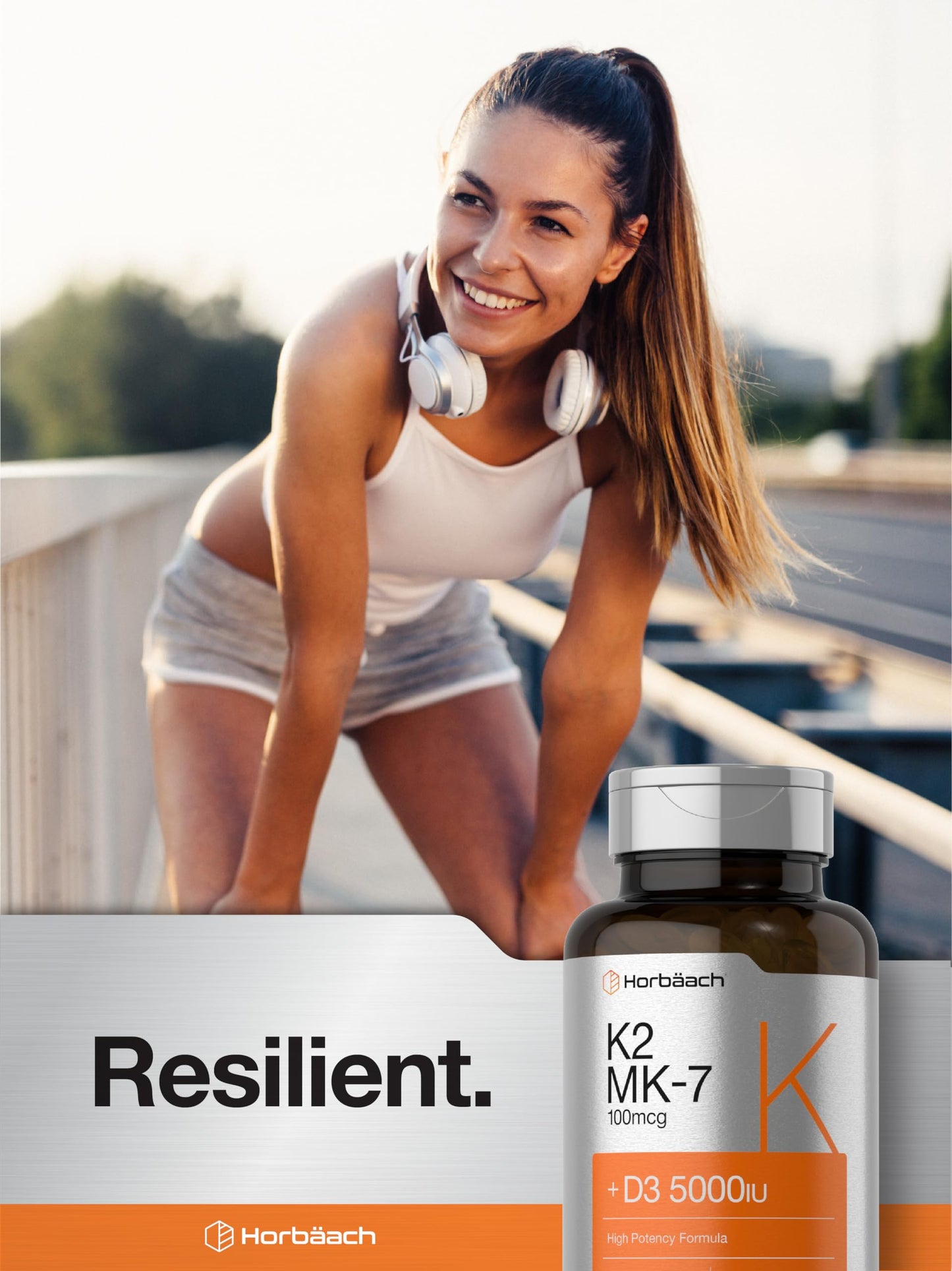 Horbäach Vitamin D3 K2 | 5000iu of Vitamin D & 100mcg MK-7 Complex | 180 Softgel Cap HorbäachUS supplements
