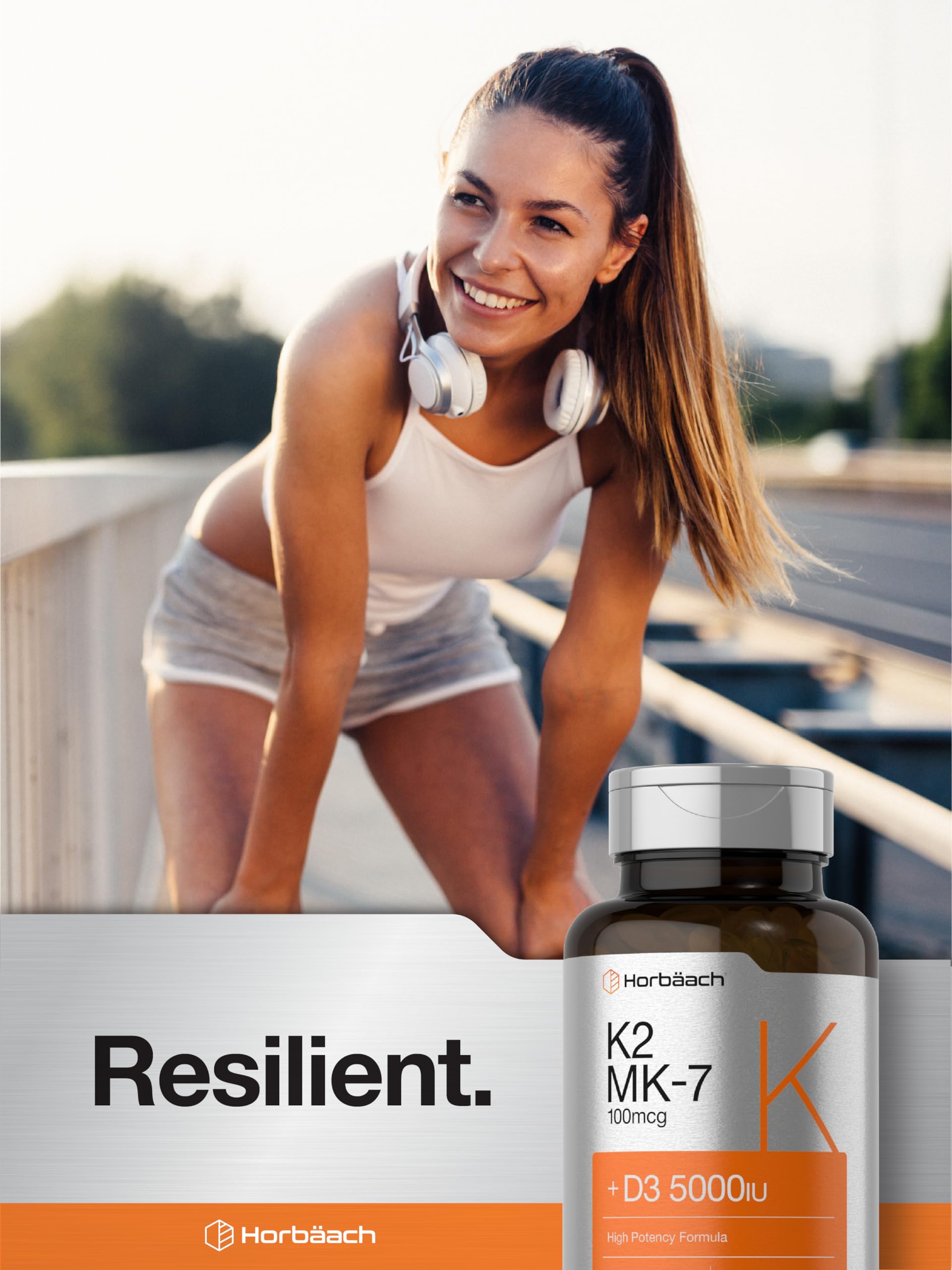 Horbäach Vitamin D3 K2 | 5000iu of Vitamin D & 100mcg MK-7 Complex | 180 Softgel Cap HorbäachUS supplements