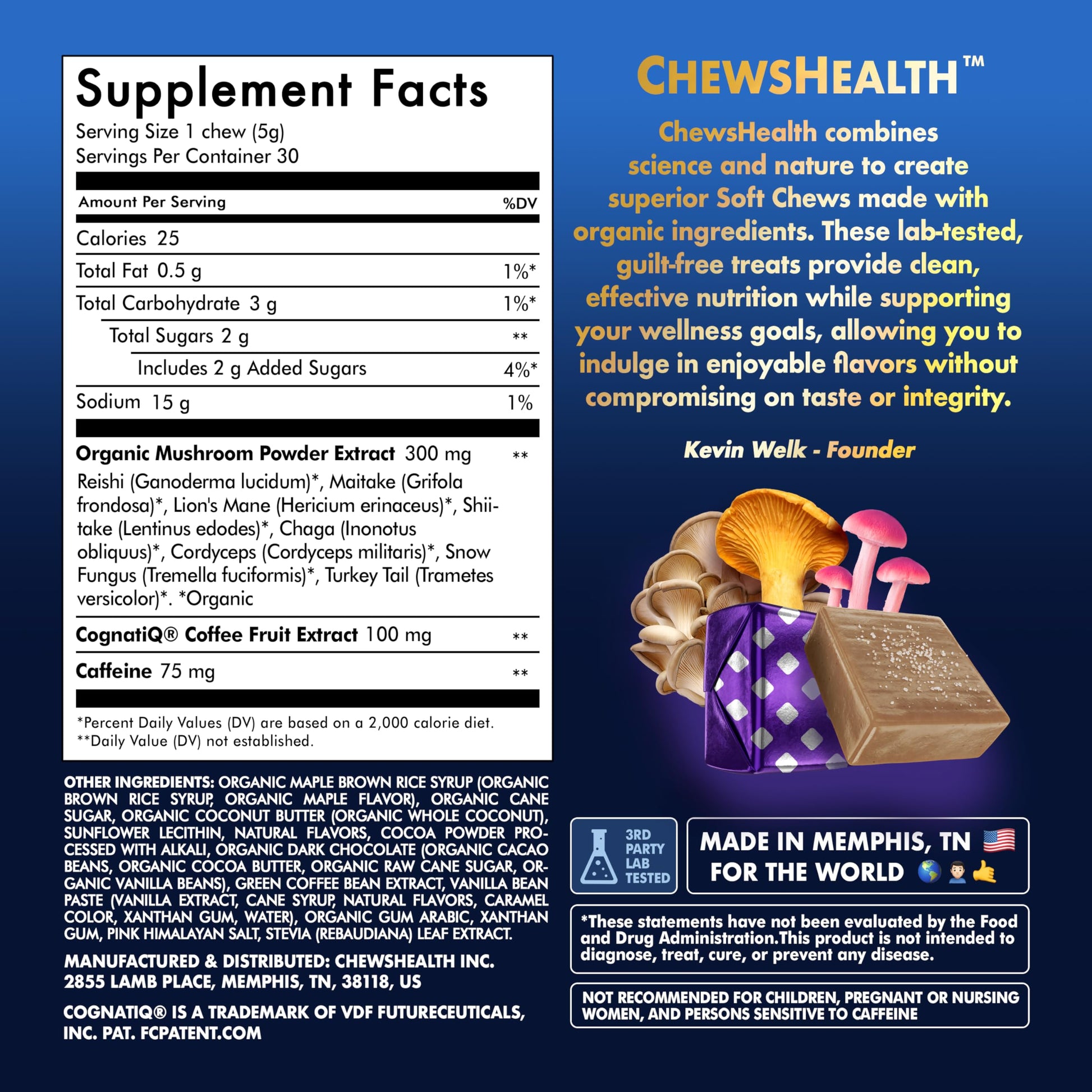 DynaMind iQ Brain Supplement for Memory and Focus for Adults - Nootropic Chews | Coffee Fruit & Mushroom Supplement Blend, Memory Focus Supplement, Caffeine Focus Pills Alternative, 30 Count CHEWSHEALTHAu supplements