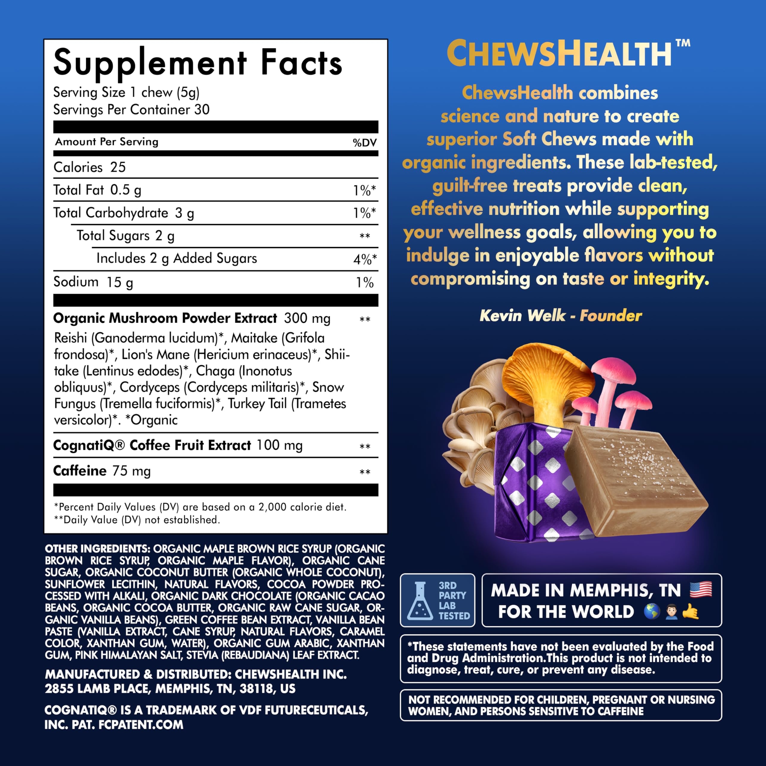 DynaMind iQ Brain Supplement for Memory and Focus for Adults - Nootropic Chews | Coffee Fruit & Mushroom Supplement Blend, Memory Focus Supplement, Caffeine Focus Pills Alternative, 30 Count CHEWSHEALTHAu supplements