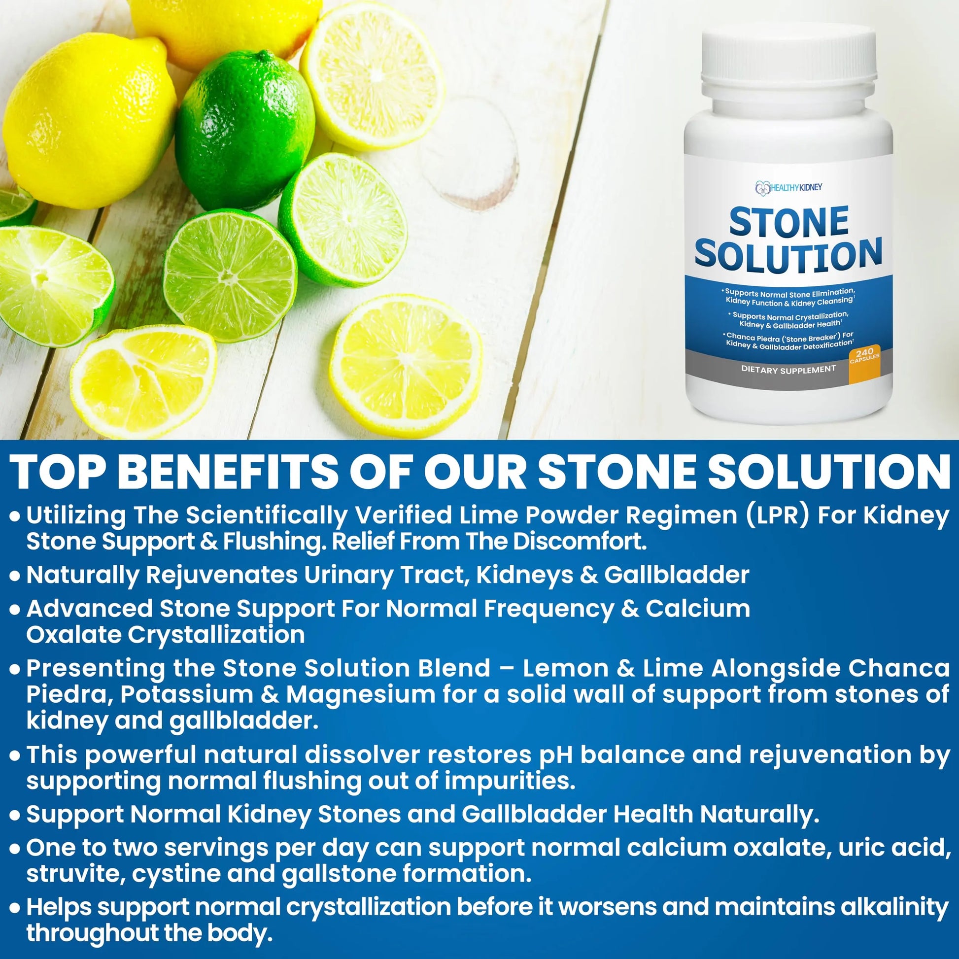 Stone Solution Capsules- Natural Dissolver, Kidney Stone Support & Kidney Cleanser Chanca Piedra Stone Breaker Gallbladder Cleanse, Flush & Stop Recurrence, Stone Relief 60 Servings Kidney Restorenz supplements