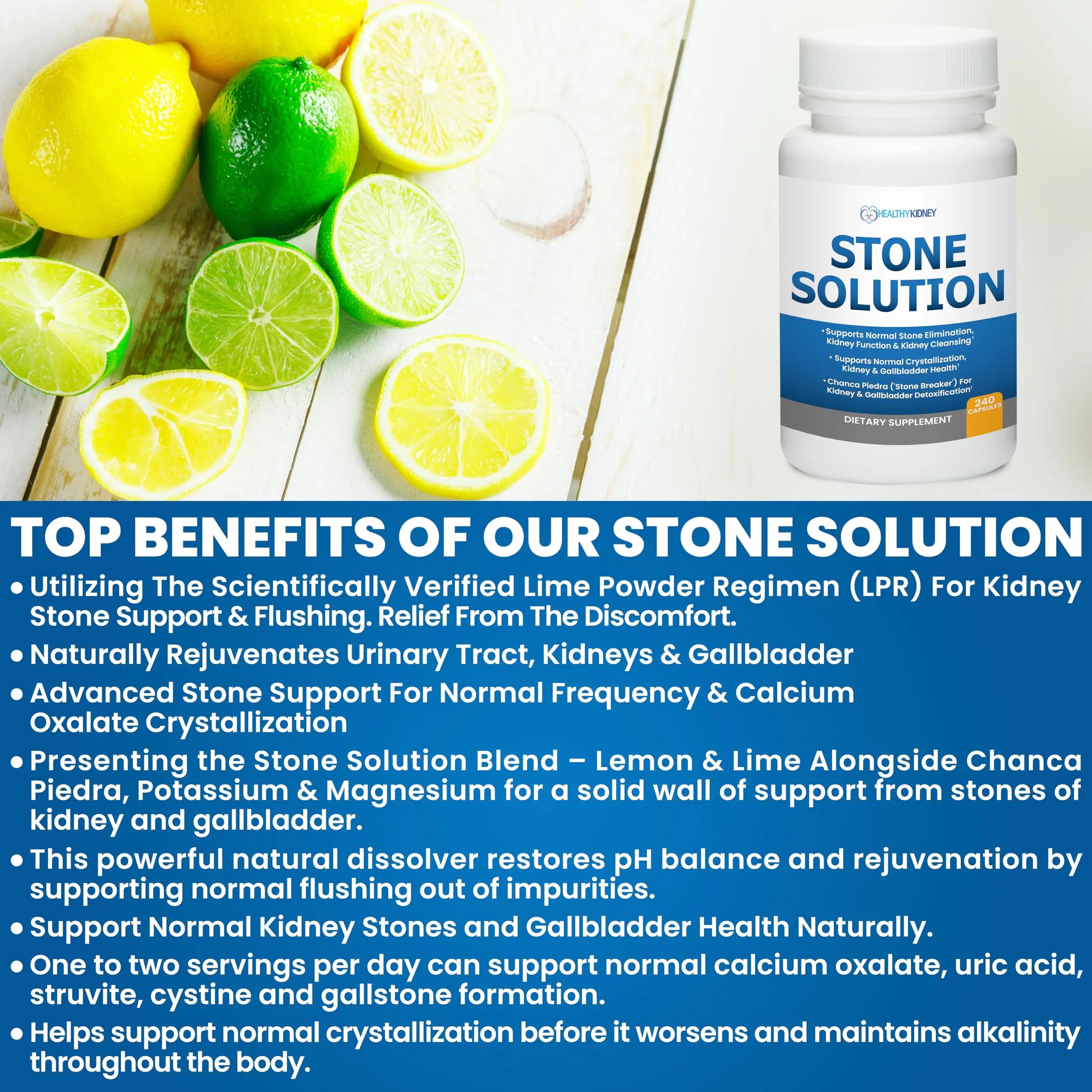 Stone Solution Capsules- Natural Dissolver, Kidney Stone Support & Kidney Cleanser Chanca Piedra Stone Breaker Gallbladder Cleanse, Flush & Stop Recurrence, Stone Relief 60 Servings Kidney Restorenz supplements