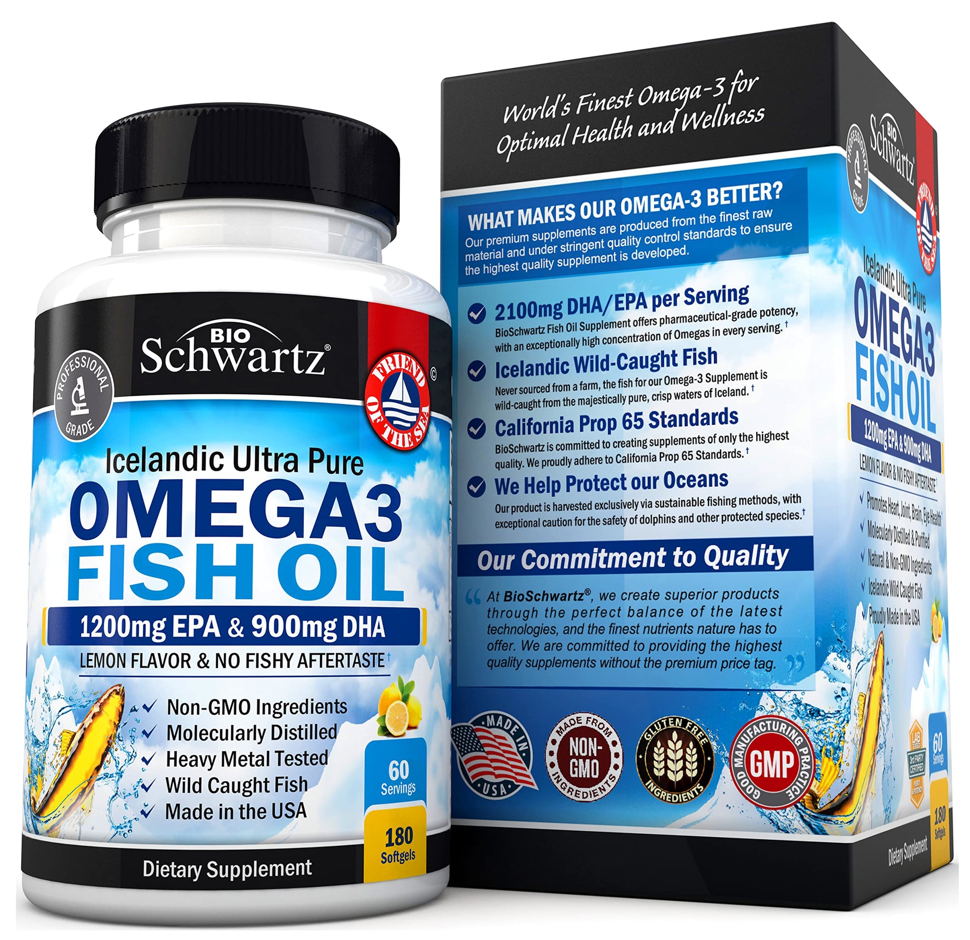 Omega 3 Fish Oil Supplement - 1200mg EPA and 900mg DHA Fatty Acid Per Serving BioSchwartzAu supplements