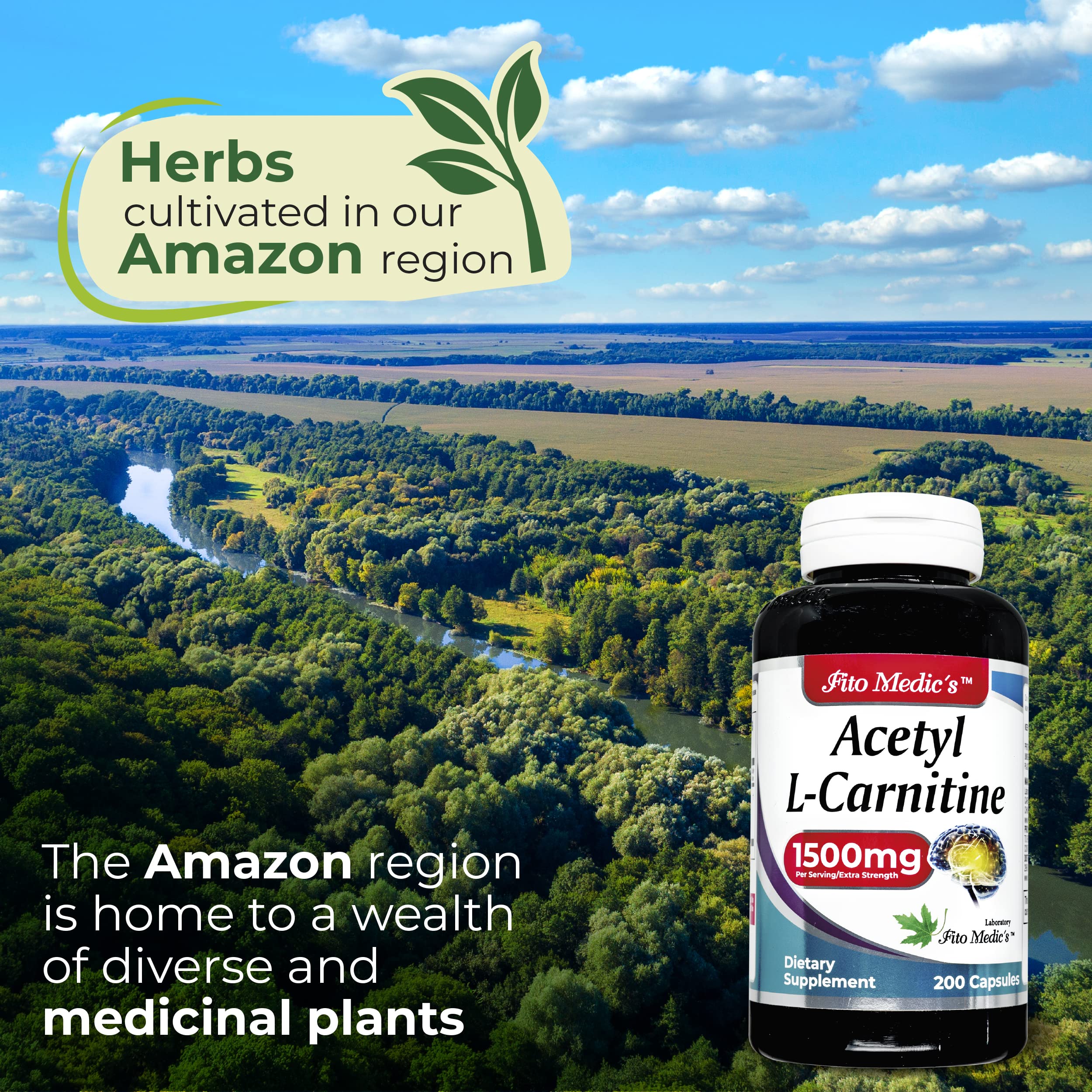 Lab - l carnitine - 1500 mg per Serving, 200 Capsules, l-carnitine - High Potency of - Acetyl FITO MEDIC'SAu supplements