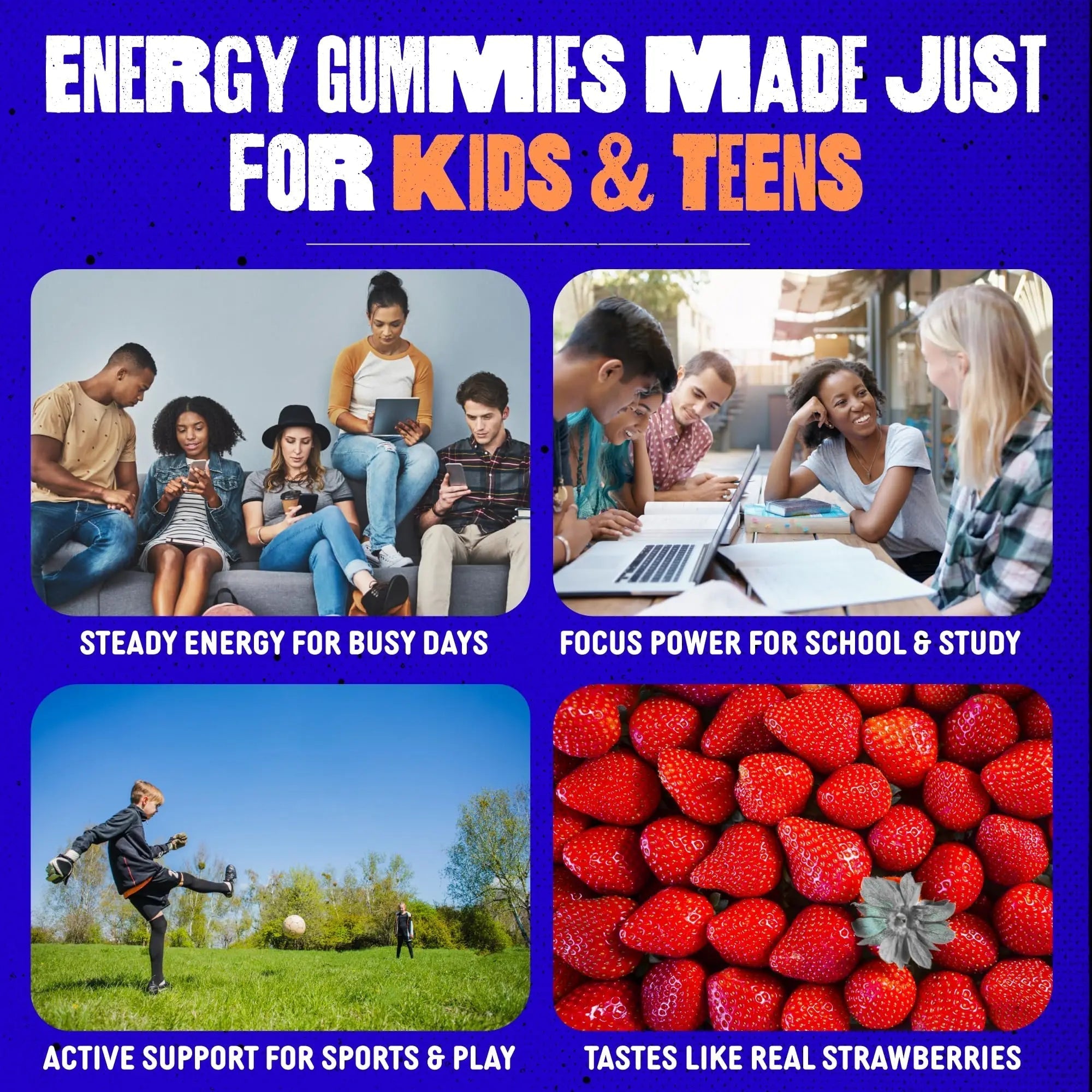 SAM+LEO Vitamin B Complex Gummies with Biotin for Kids & Teens - Caffeine-Free Focus & Energy Support Supplement Gummies | SAM+LEOAu supplements