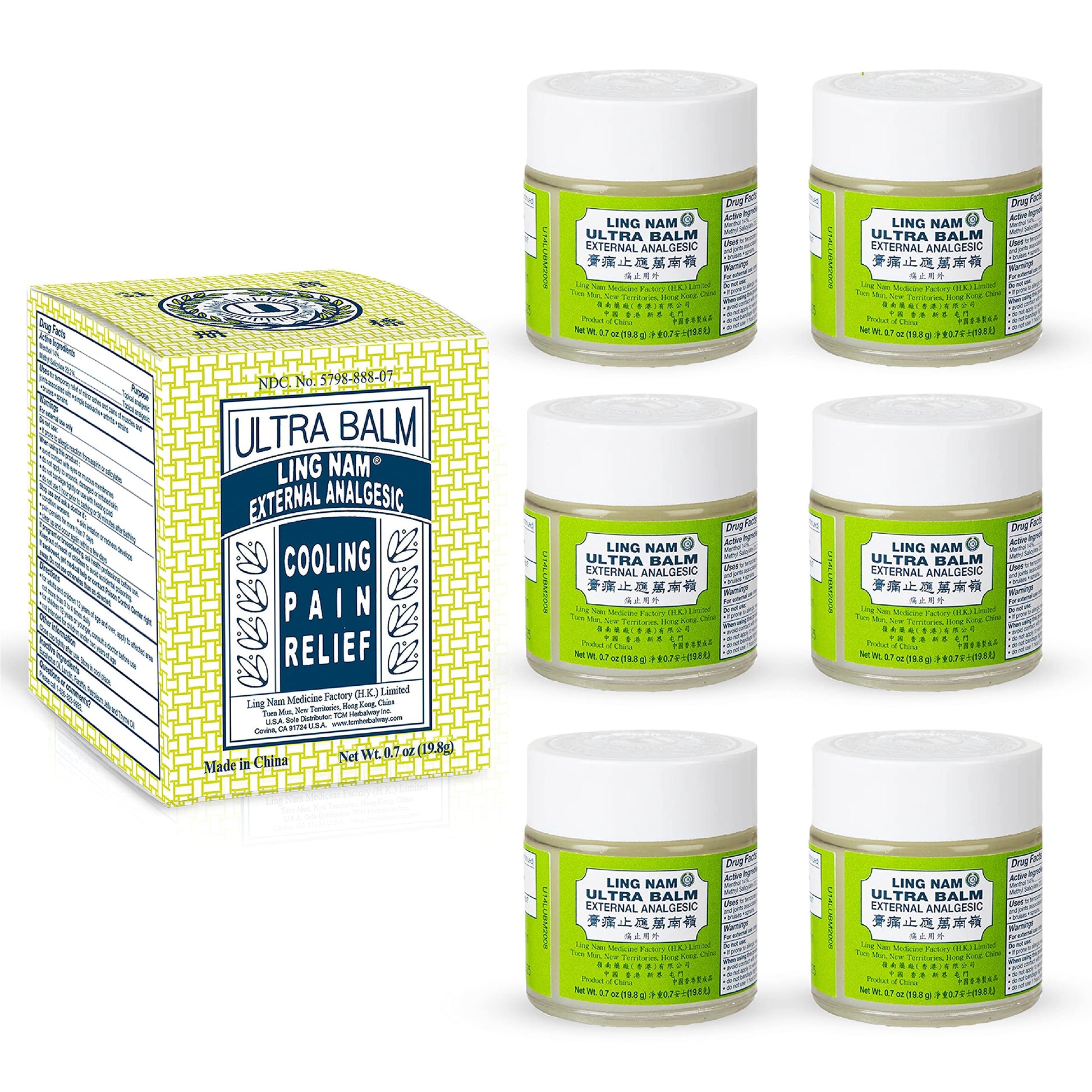 Ling Nam Ultra Balm External Analgesic, for Cooling Pain Relief Simple Backache Arthritis Strains Bruises Sprain, Muscle Pain, Muscle Soreness, 0.7oz/19.8g (Pack of 6) Ling NamAu supplements