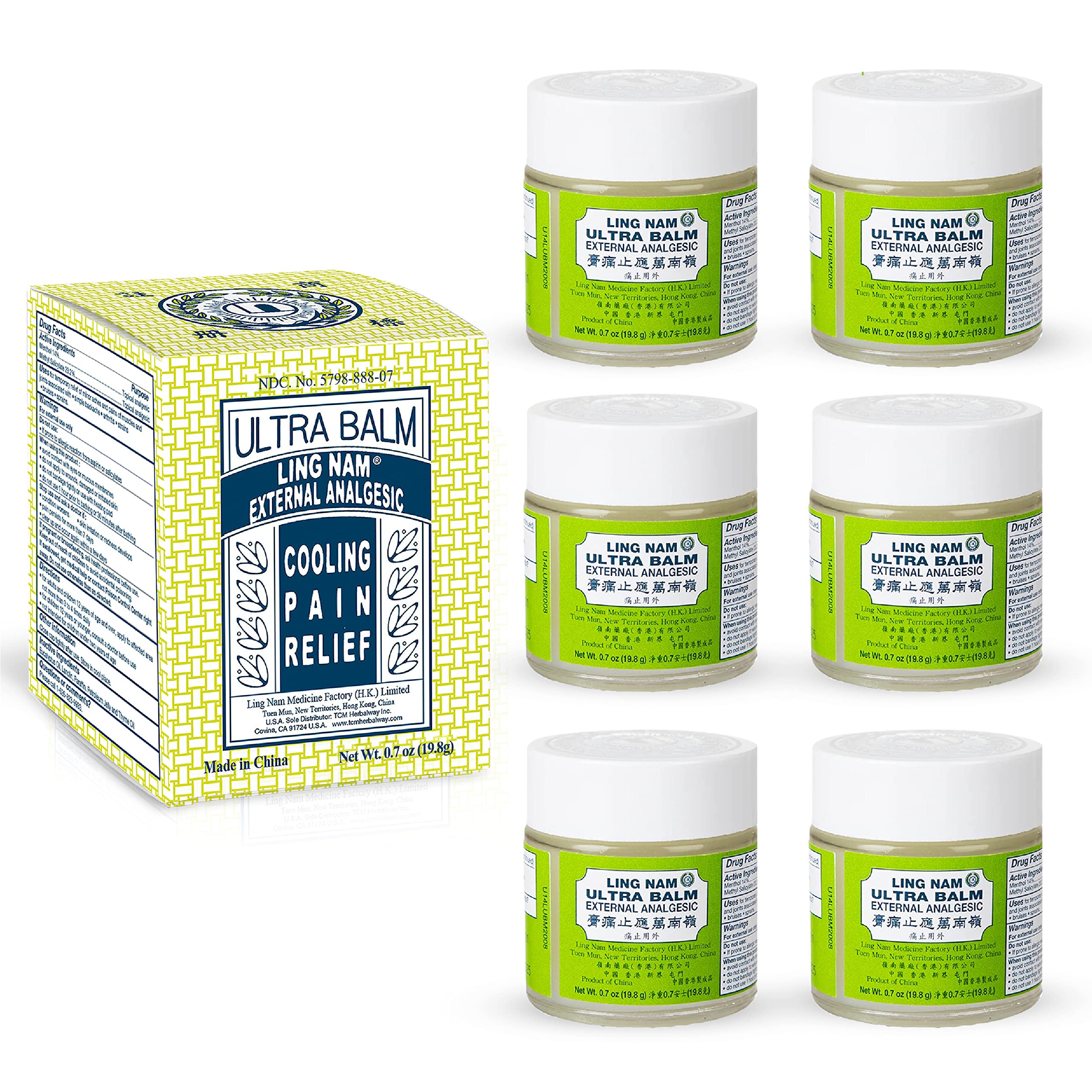 Ling Nam Ultra Balm External Analgesic, for Cooling Pain Relief Simple Backache Arthritis Strains Bruises Sprain, Muscle Pain, Muscle Soreness, 0.7oz/19.8g (Pack of 6) Ling NamAu supplements