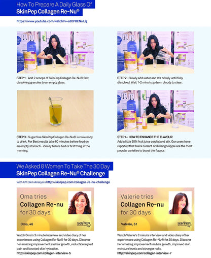 Premium Hydrolysed Marine Collagen Peptide Powder + VIT C, B Complex Hyaluronic Acid, & Stevia. Delicious Taste/No Fishy Smell - SkinPep® Collagen Re-Nu 300g - 30 Days Supply SkinPepUS supplements