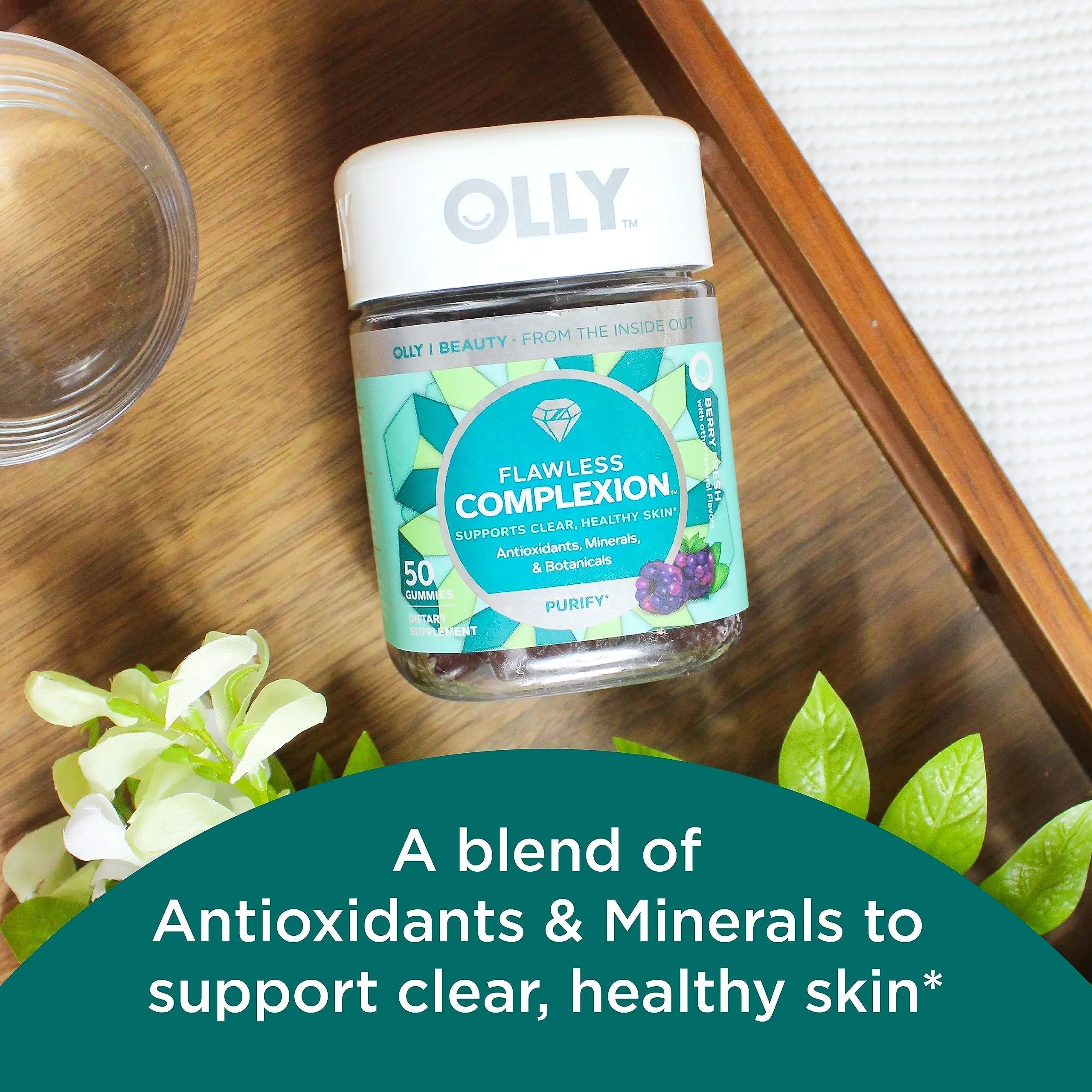 OLLY Undeniable Beauty Gummy & Flawless Complexion Gummy, Clear and Healthy Skin Support, Vitamins E, A, Zinc, Chewable Supplement, Berry - 50 Count (Pack of 1) OLLYAu supplements